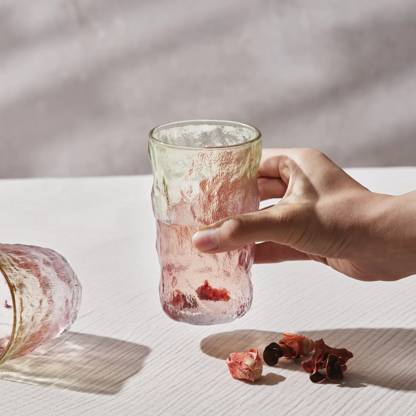 Karaca Glacier Glass Highball Glass, 383ml, Red Green - Image 2