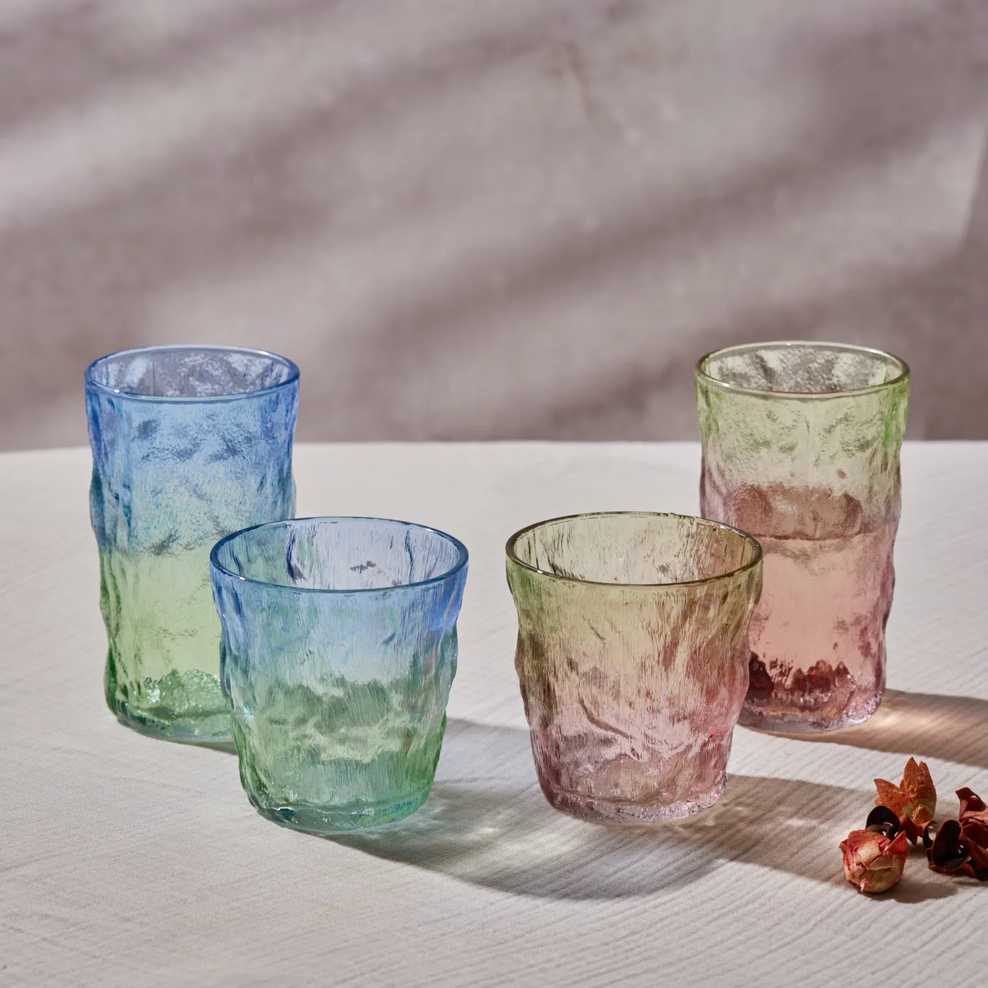Karaca Glacier Glass Highball Glass, 383ml, Red Green - Image 4