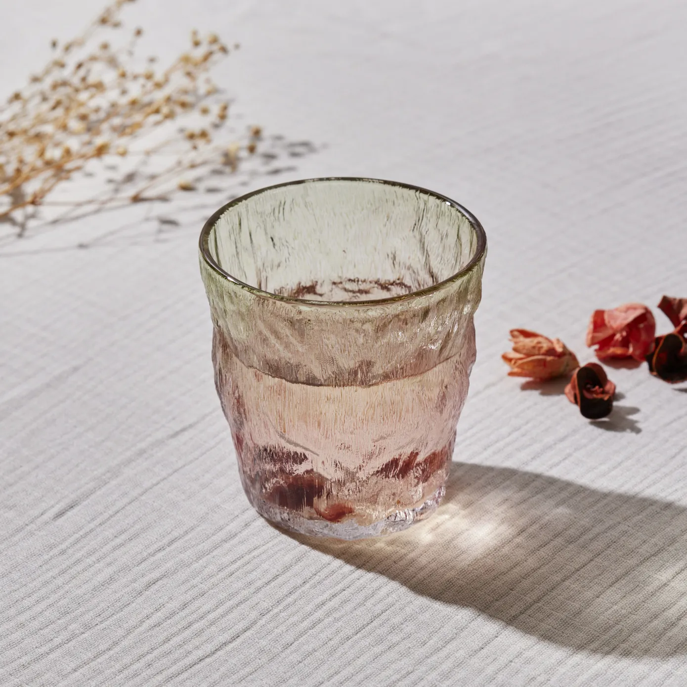 Karaca Glacier Glass Tumbler Glass, 287ml, Red Green