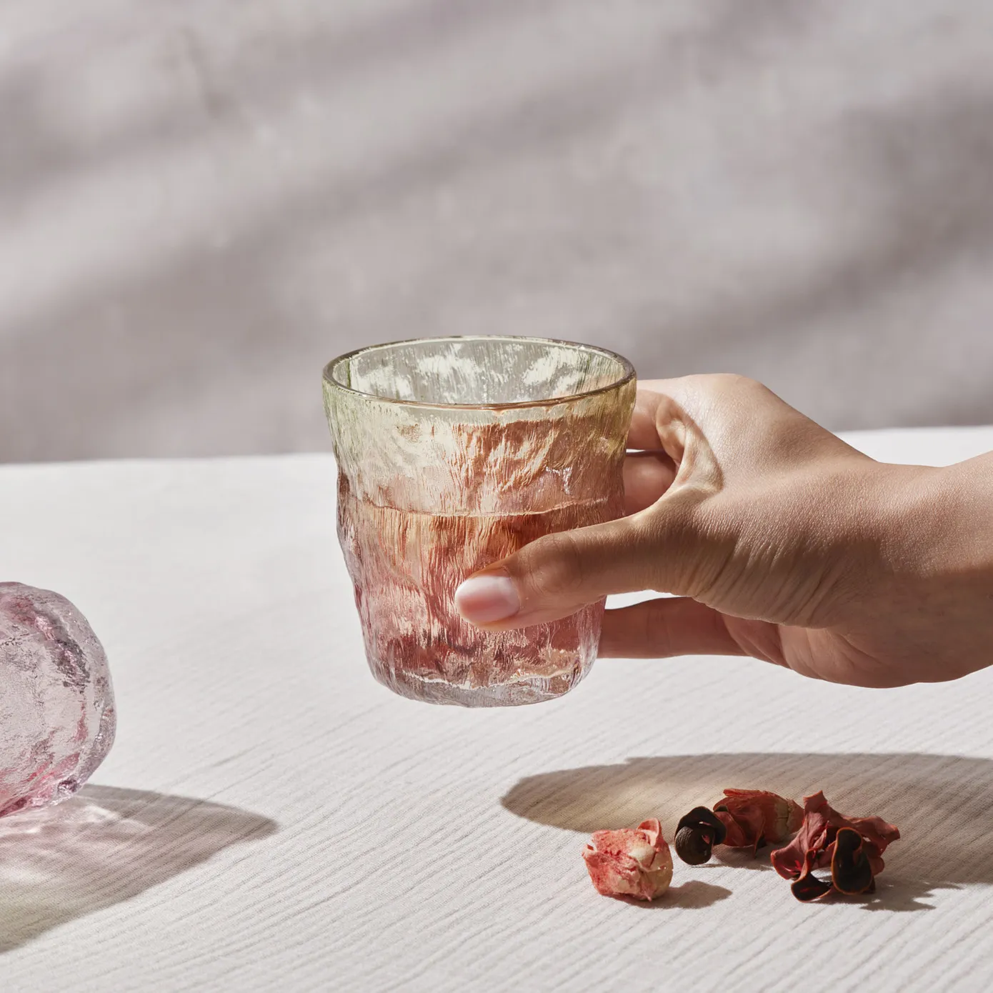 Karaca Glacier Glass Tumbler Glass, 287ml, Red Green - Image 3