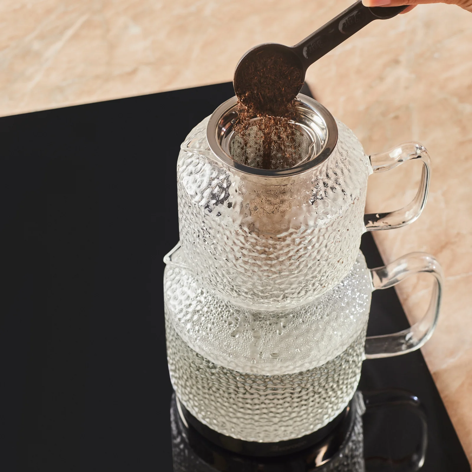 Karaca Glissia Borosilicate Glass Induction Teapot Set, Xlarge, Clear - Image 6