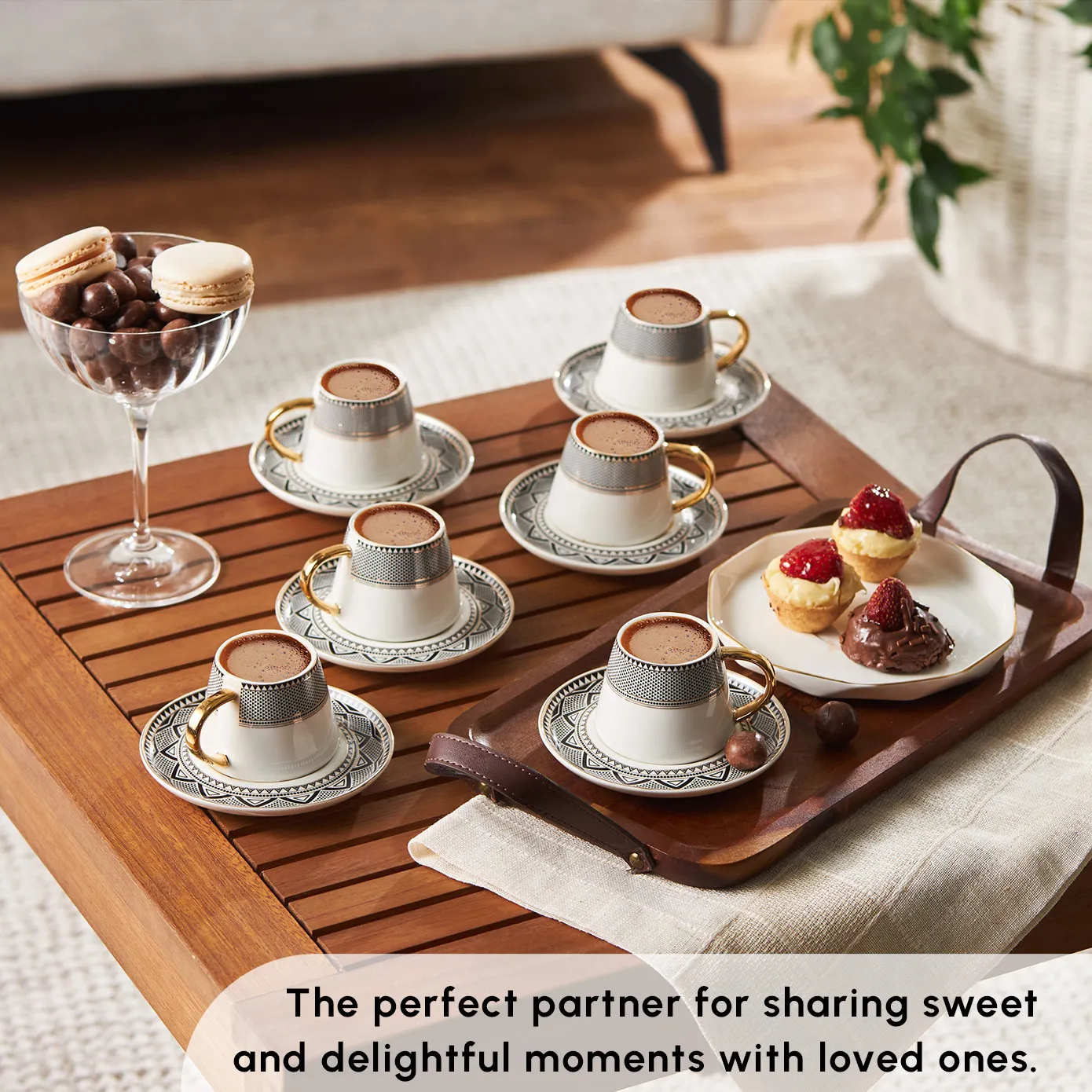 Karaca Globe 12-Piece Porcelain Espresso Turkish Coffee Cup Set for 6 People, 80ml, Multi - Image 4