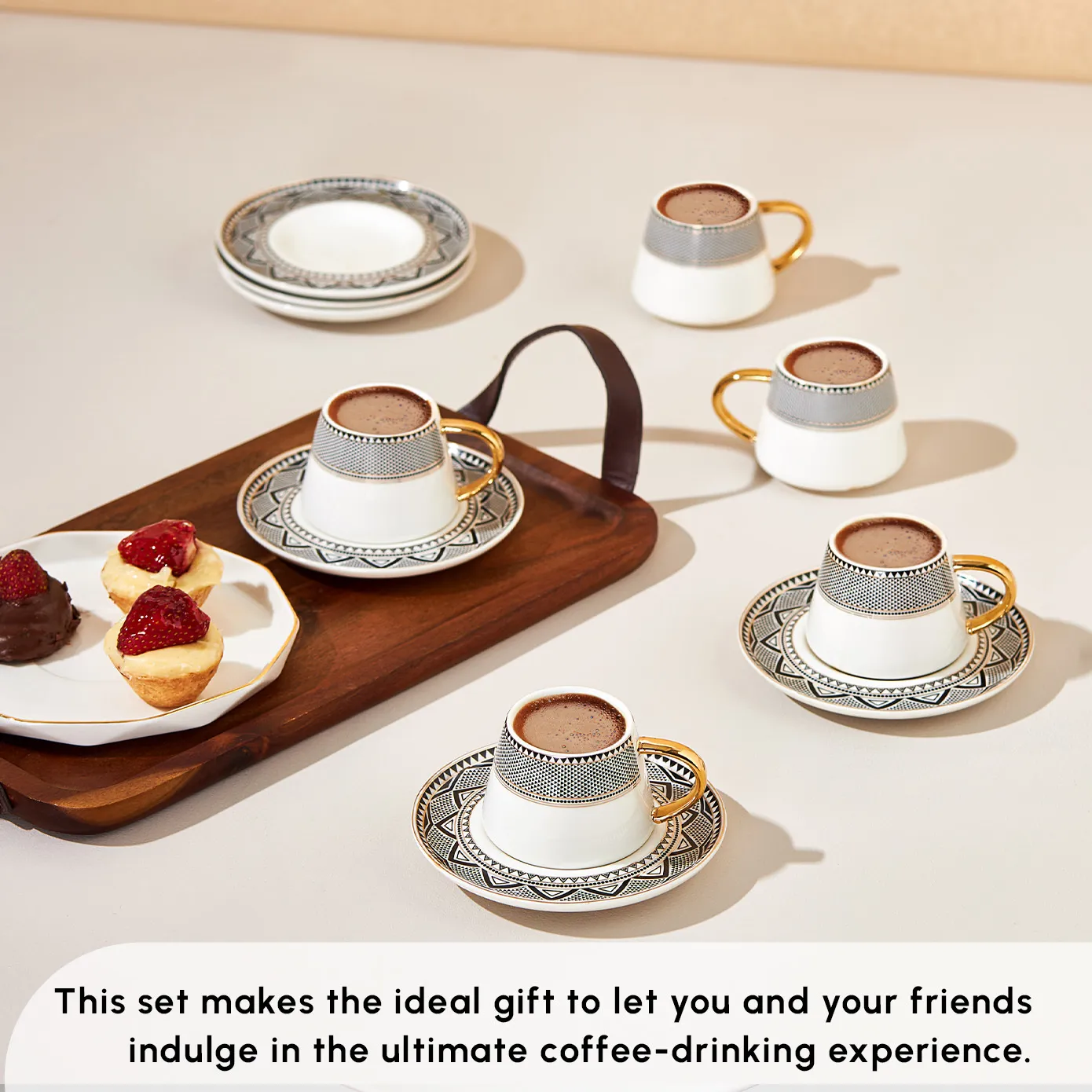 Karaca Globe 12-Piece Porcelain Espresso Turkish Coffee Cup Set for 6 People, 80ml, Multi - Image 6