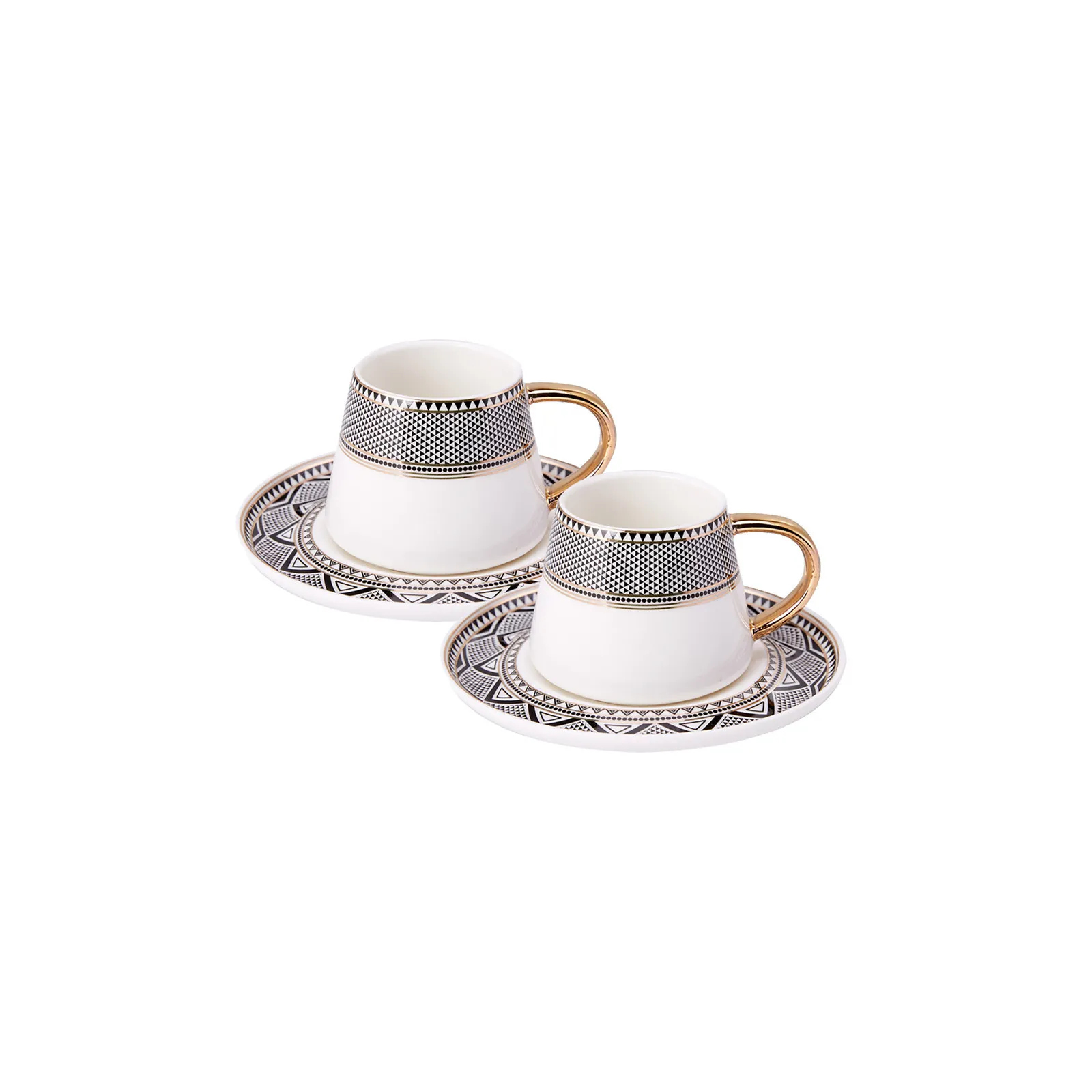 Karaca Globe 4 Piece Porcelain Espresso Turkish Coffee Cup Set for 2 People, 80ml, Multi - Image 4