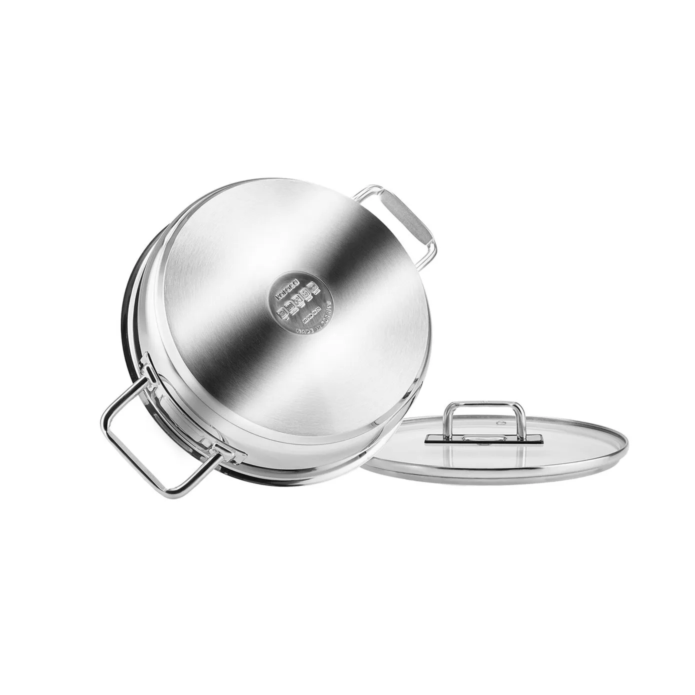 Karaca Grace Stainless Steel Induction Shallow Casserole with Lid, 24cm, Silver - Image 3