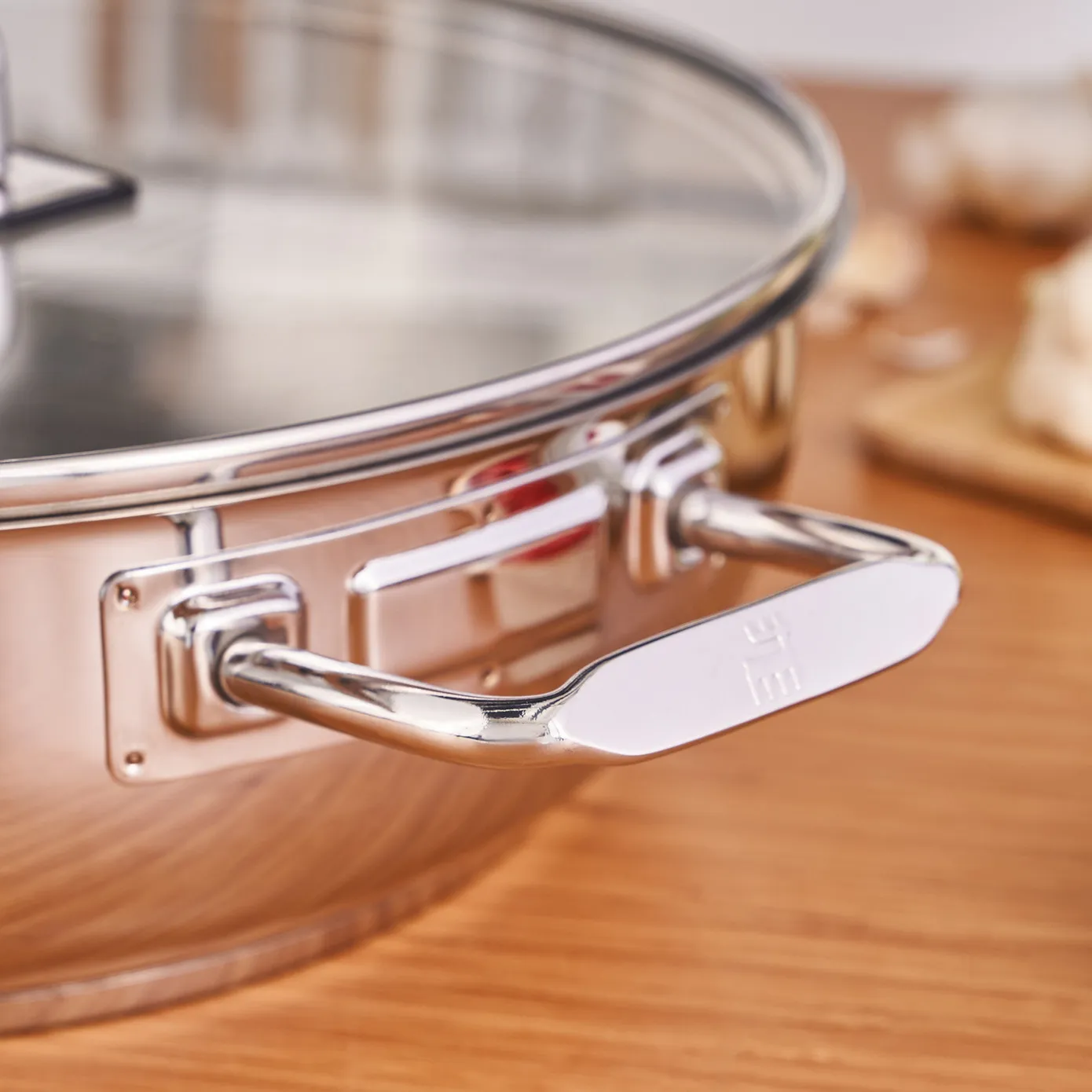 Karaca Grace Stainless Steel Induction Shallow Casserole with Lid, 30cm, Silver - Image 3