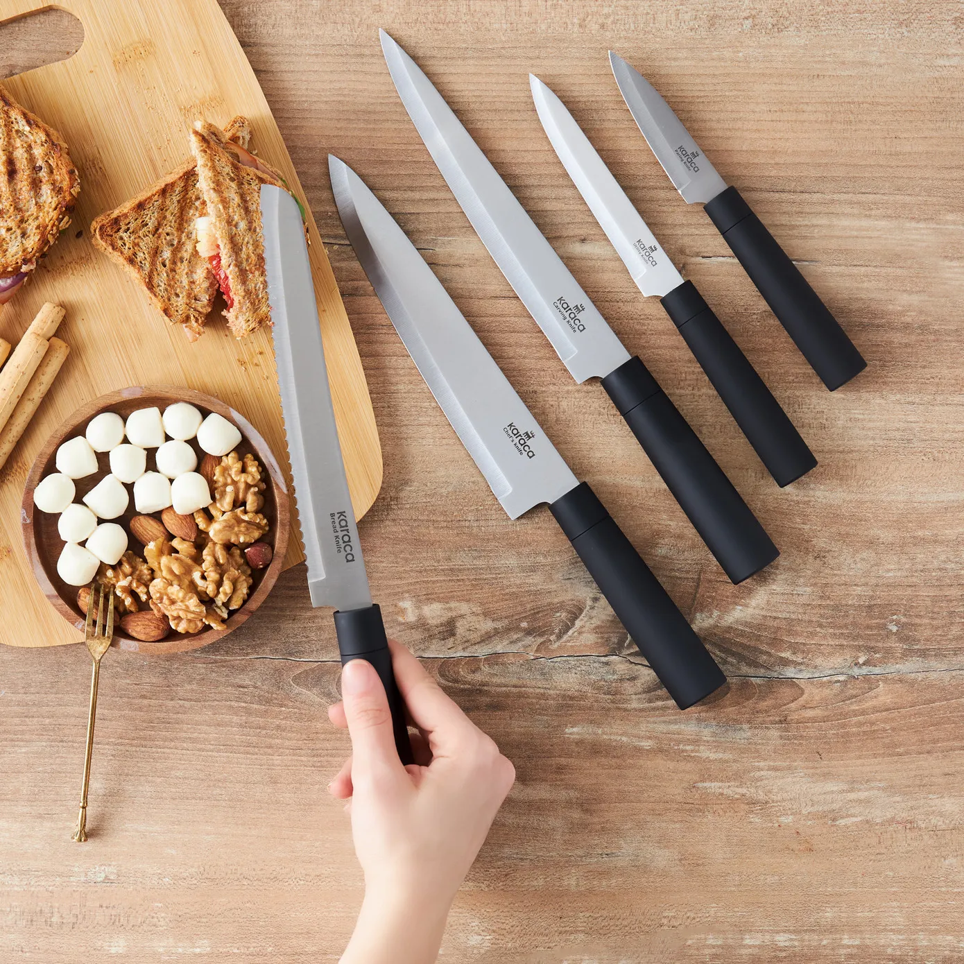 Karaca Grammy Knife Block Set, 5 Piece, Inox Black - Image 3