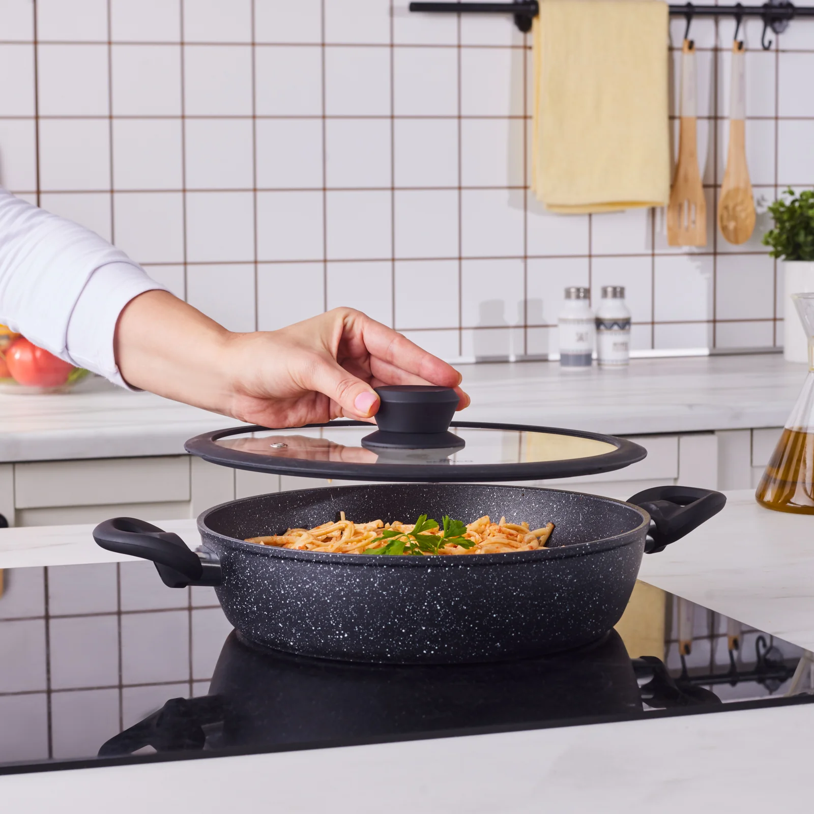 Karaca Nebula Granite 7-Piece Non-Stick Induction Cookware Set, Black - Image 5