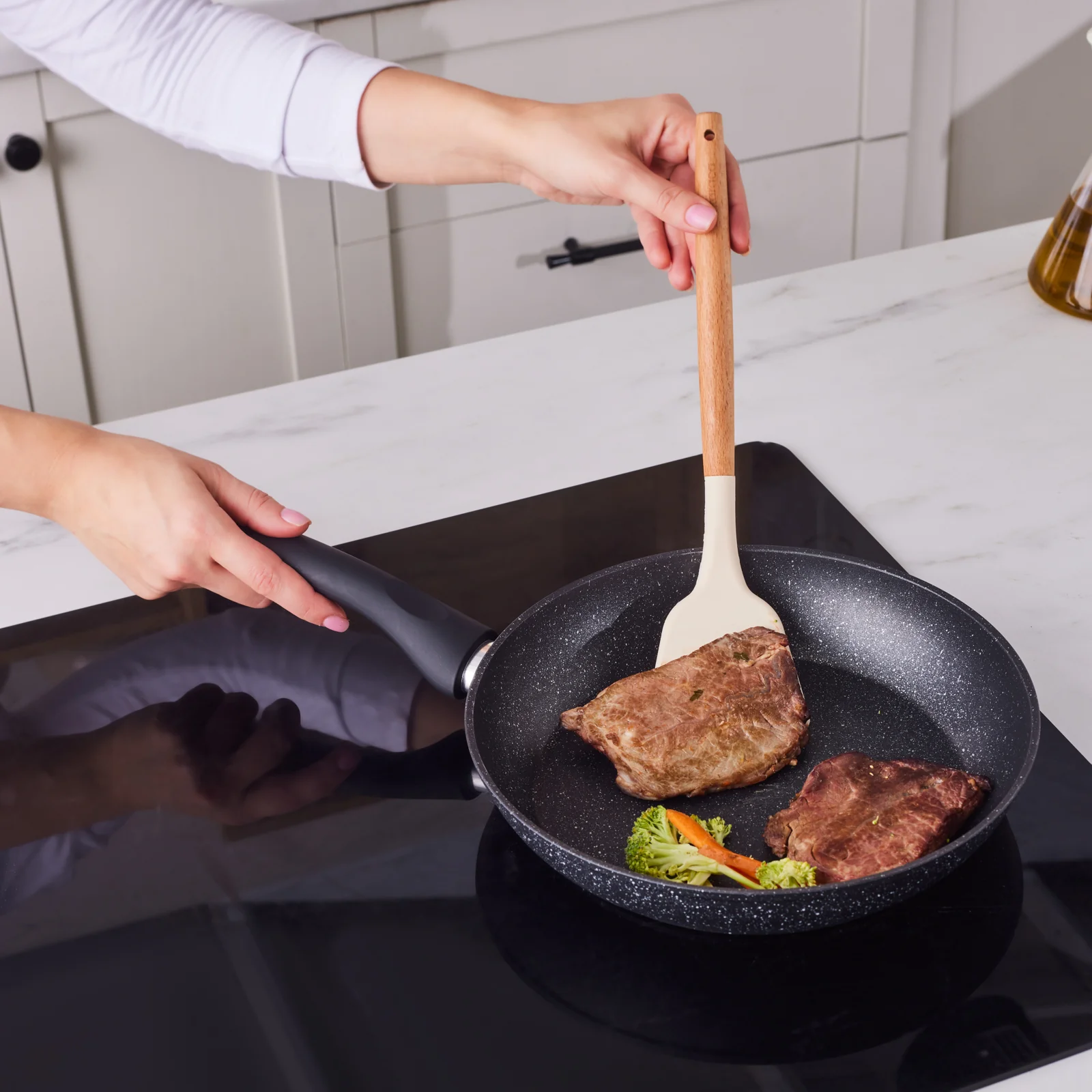 Karaca Nebula Granite 7-Piece Non-Stick Induction Cookware Set, Black - Image 6