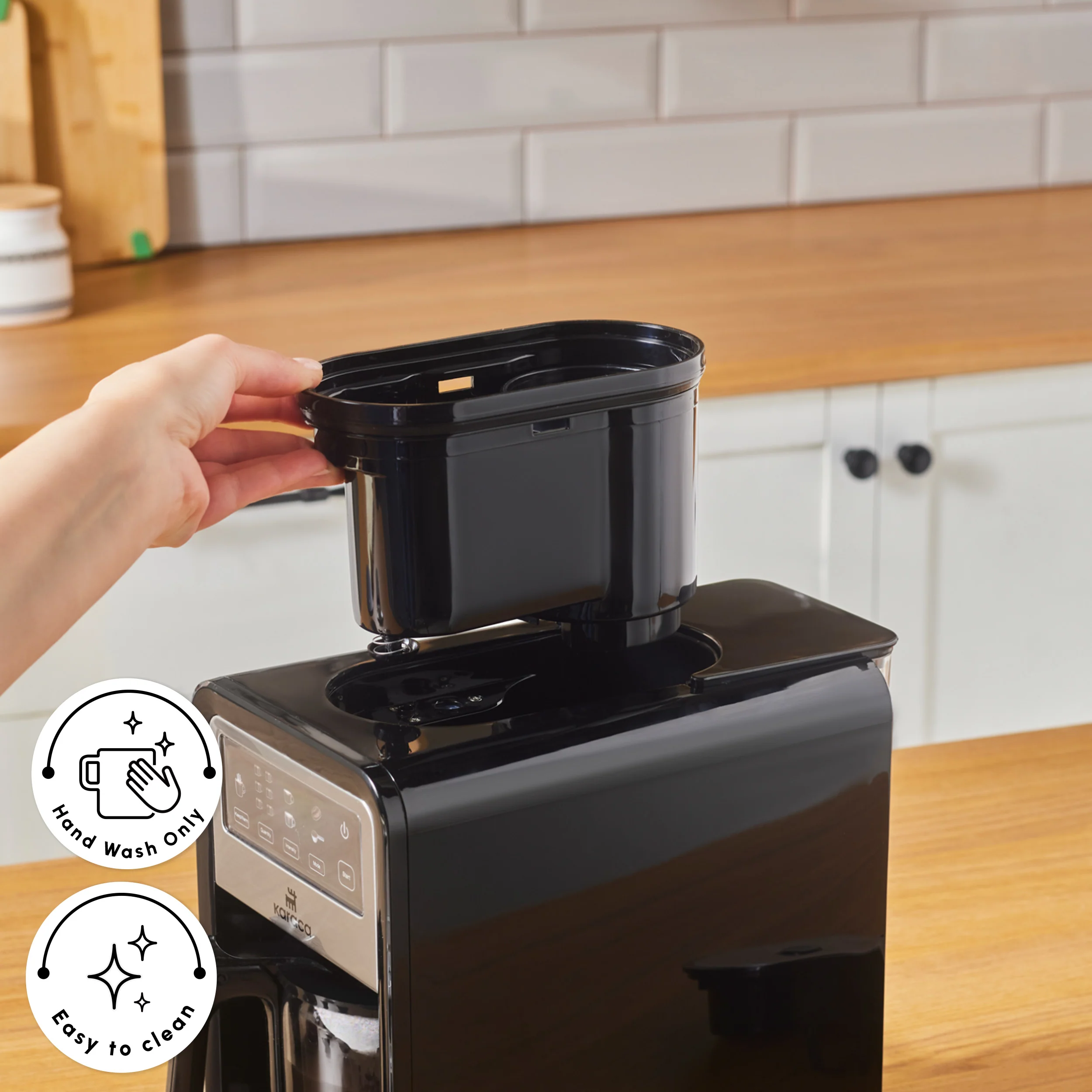 Karaca Grindbrew Pro Filter Coffee Machine with Built-in Grinder, 0,85L, 640W, Inox - Image 5