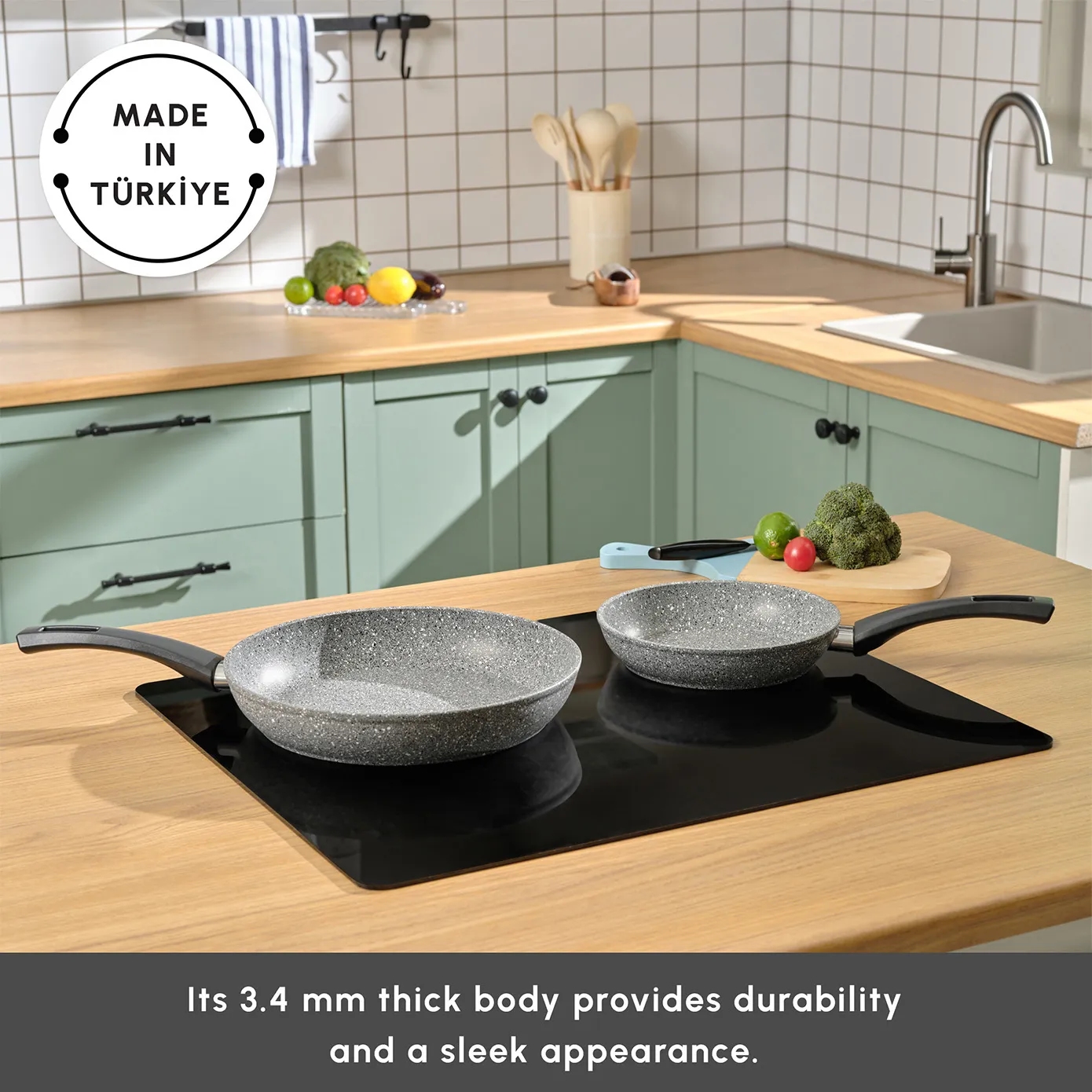 Karaca Gris Biogranite 2-Piece Induction Pan Set, Grey - Image 3