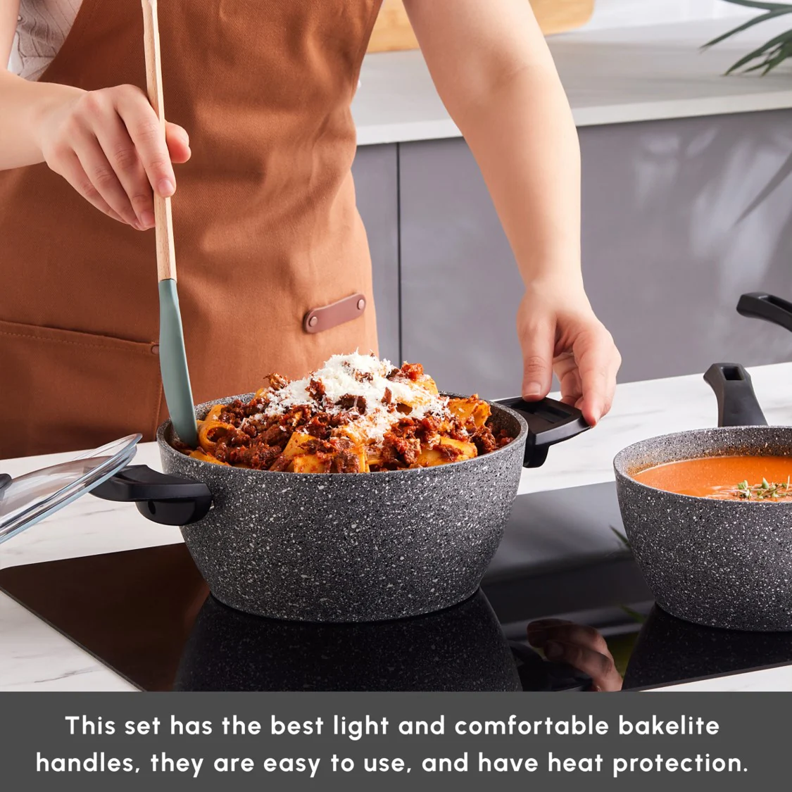 Karaca Gris Biogranite 5-Piece Induction Cookware Set, Grey - Image 7