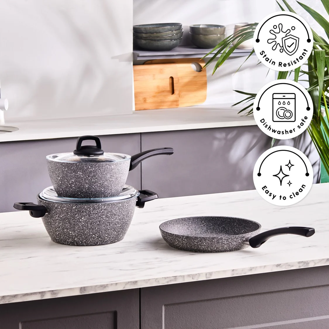 Karaca Gris Biogranite 5-Piece Induction Cookware Set, Grey - Image 8