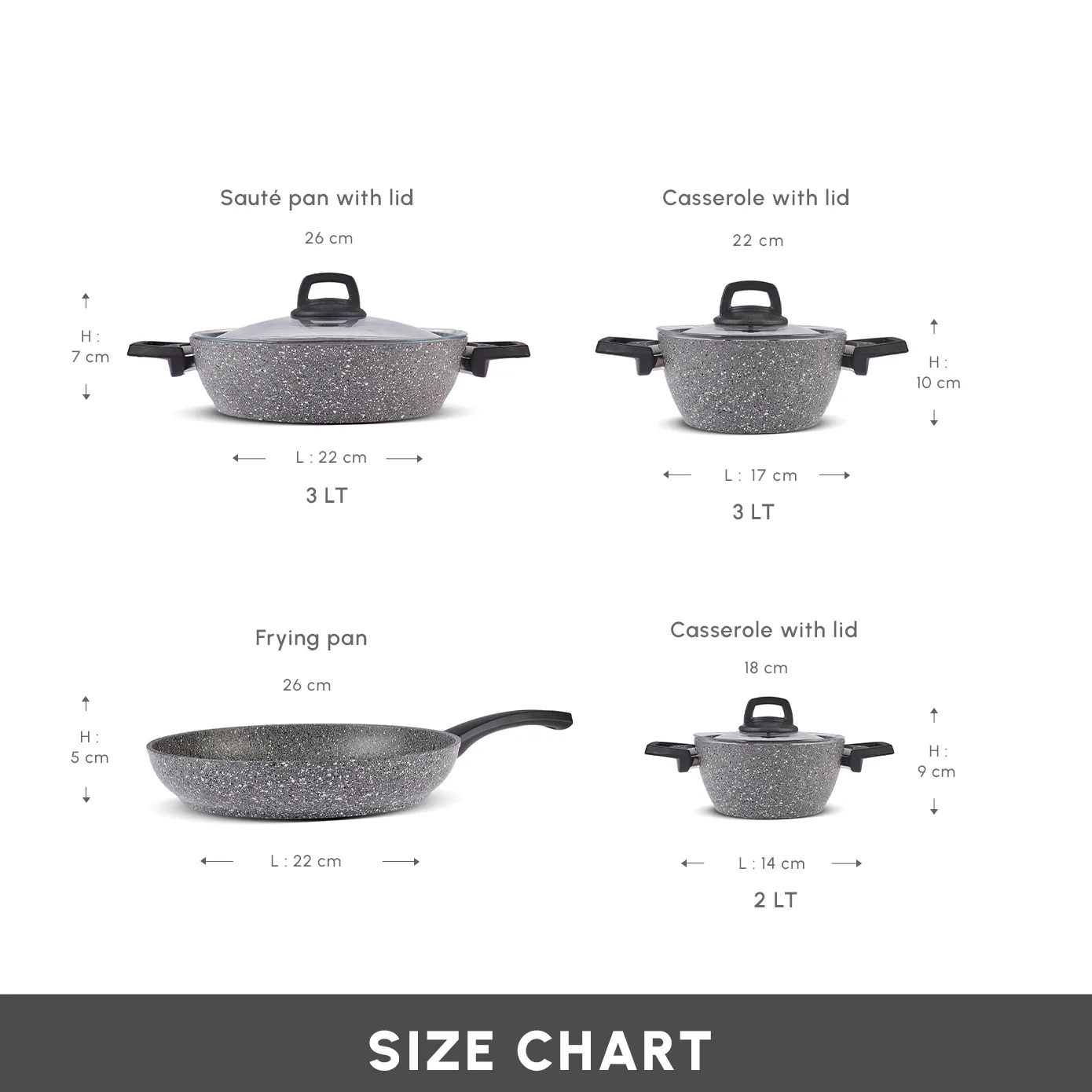 Karaca Gris Biogranite 7-Piece Non-Stick Cookware Set, Grey - Image 2
