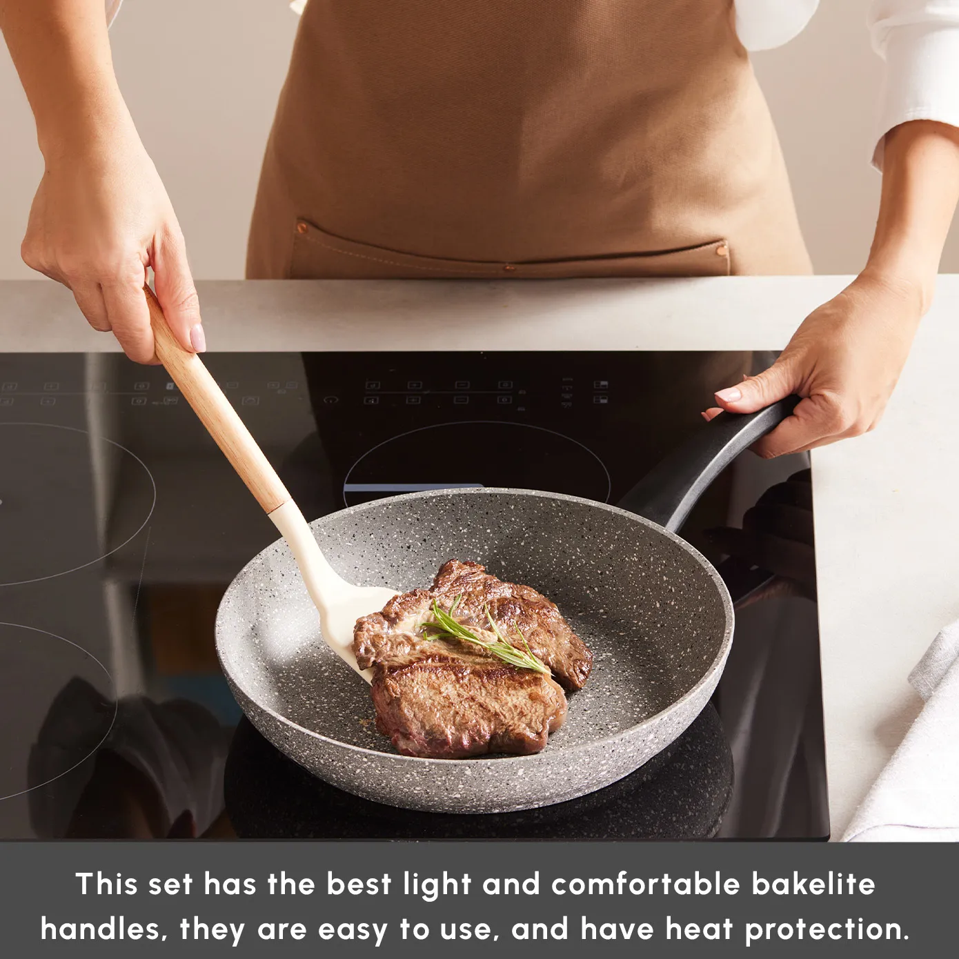 Karaca Gris Biogranite 7-Piece Non-Stick Cookware Set, Grey - Image 6