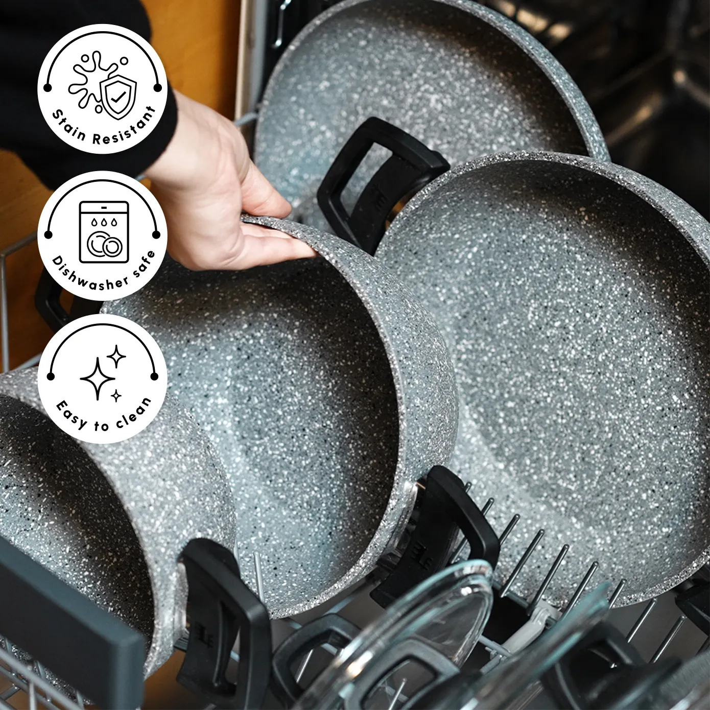 Karaca Gris Biogranite 7-Piece Non-Stick Cookware Set, Grey - Image 8