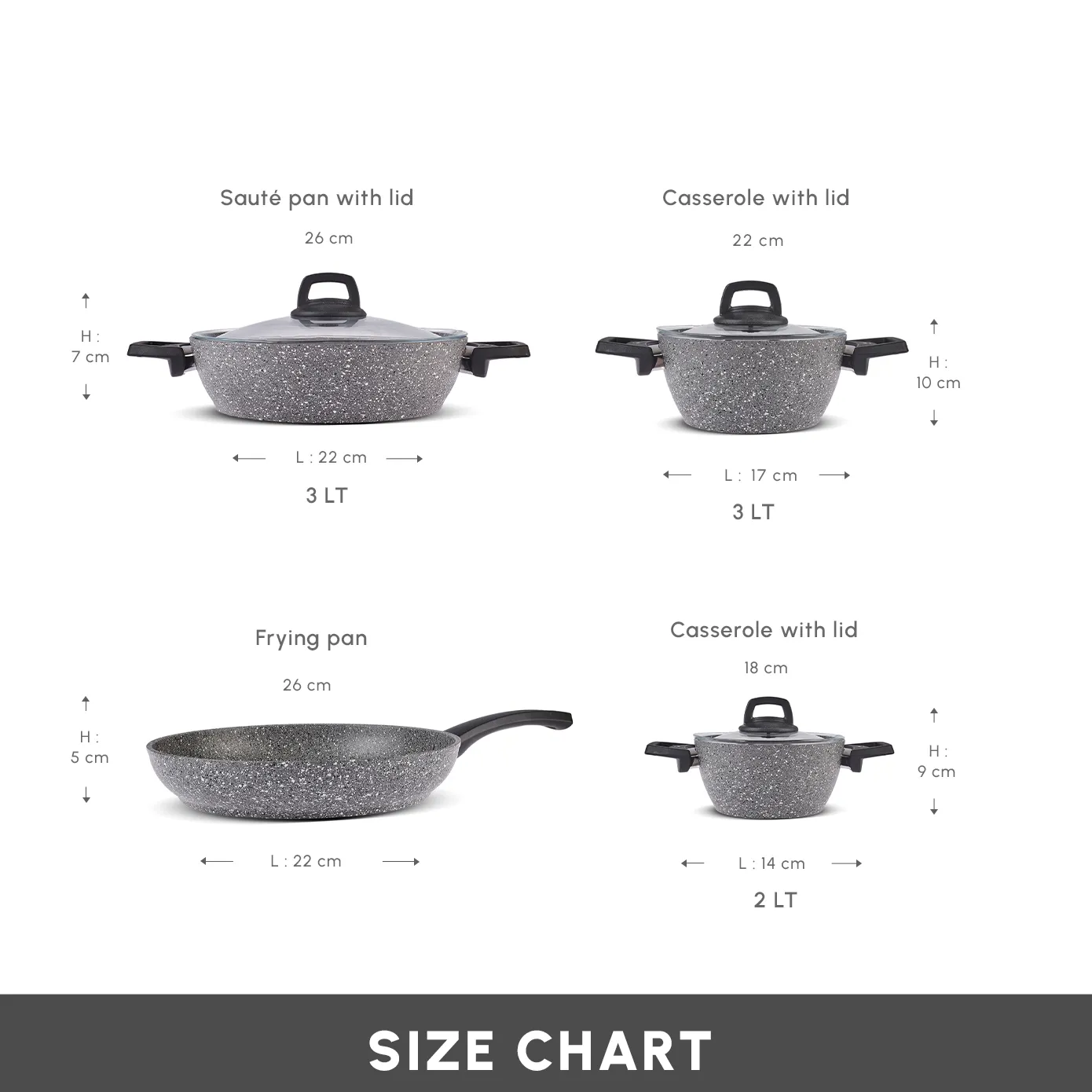 Karaca Gris Biogranite 7-Piece Non-Stick Induction Cookware Set, Grey - Image 2