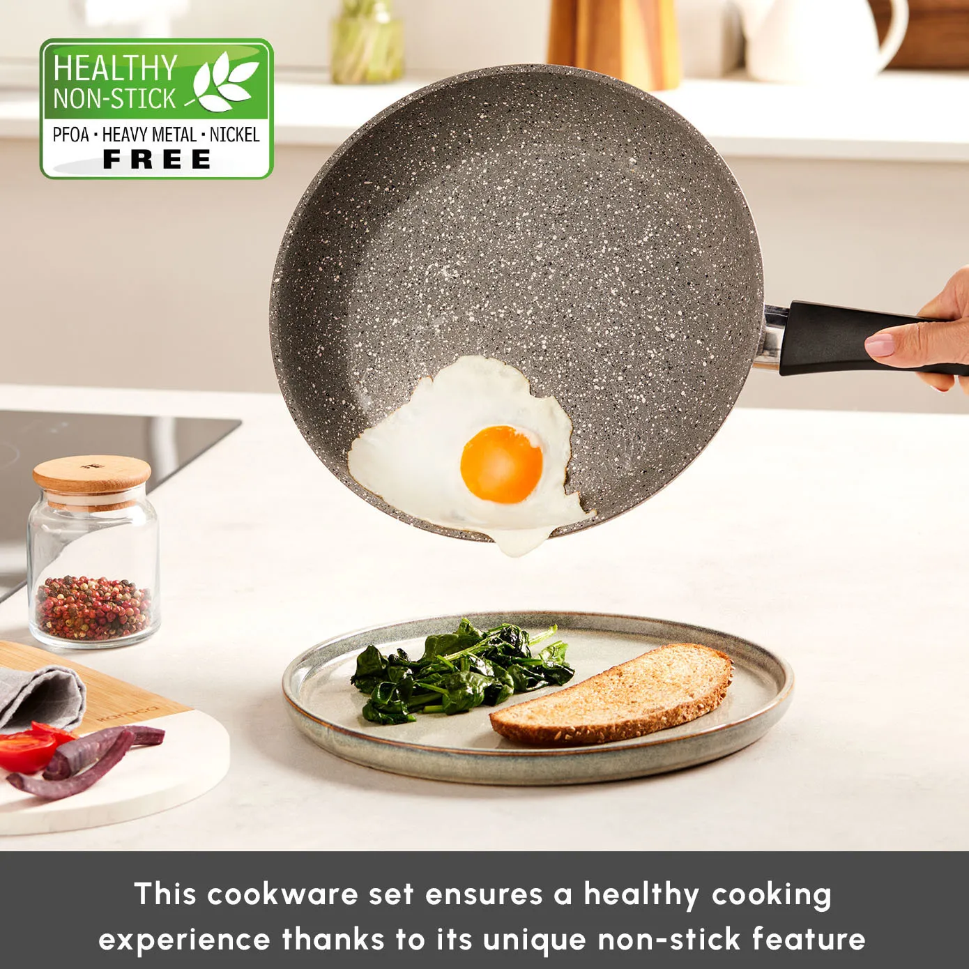 Karaca Gris Biogranite 7-Piece Non-Stick Induction Cookware Set, Grey - Image 5