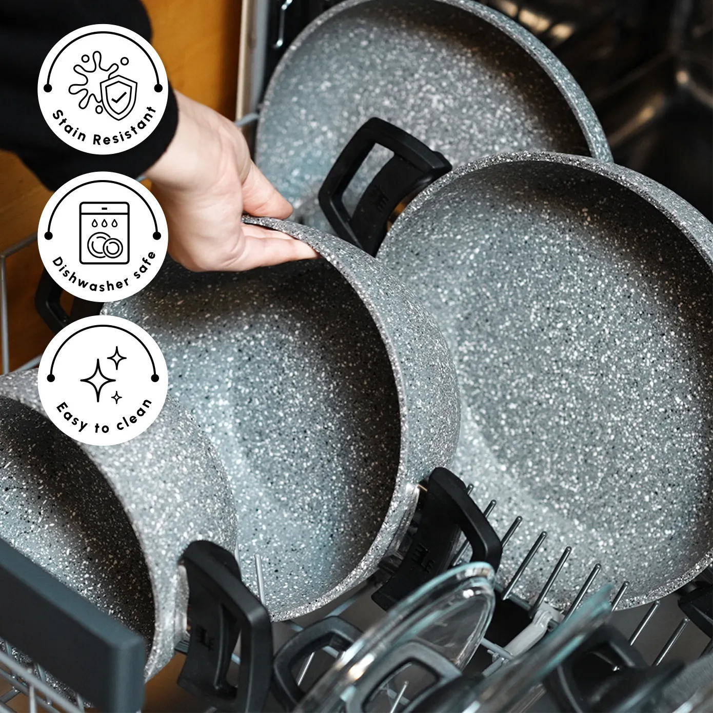 Karaca Gris Biogranite 7-Piece Non-Stick Induction Cookware Set, Grey - Image 9