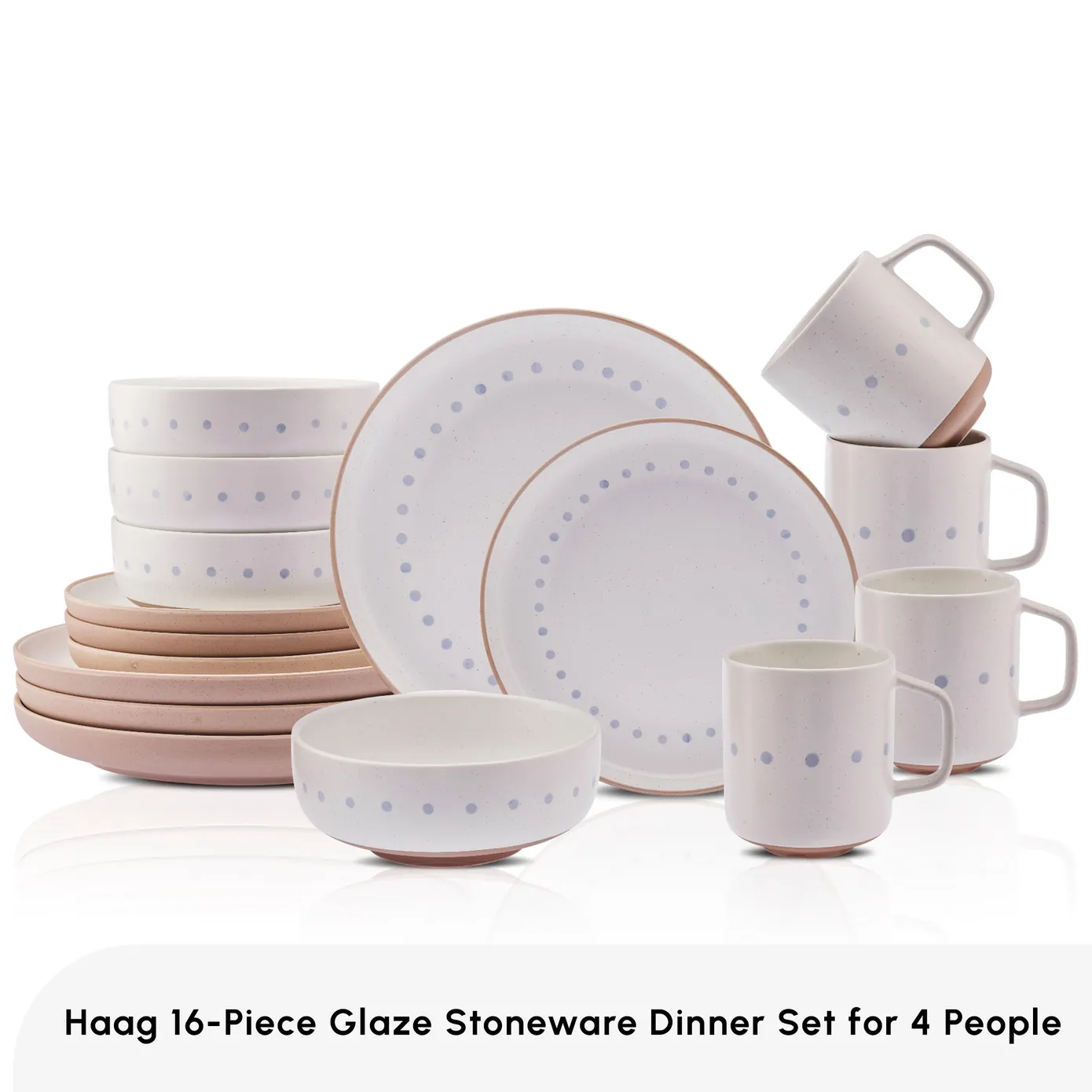 Karaca Haag 16-Piece Stoneware Dinner Set for 4 People, Multi - Image 3
