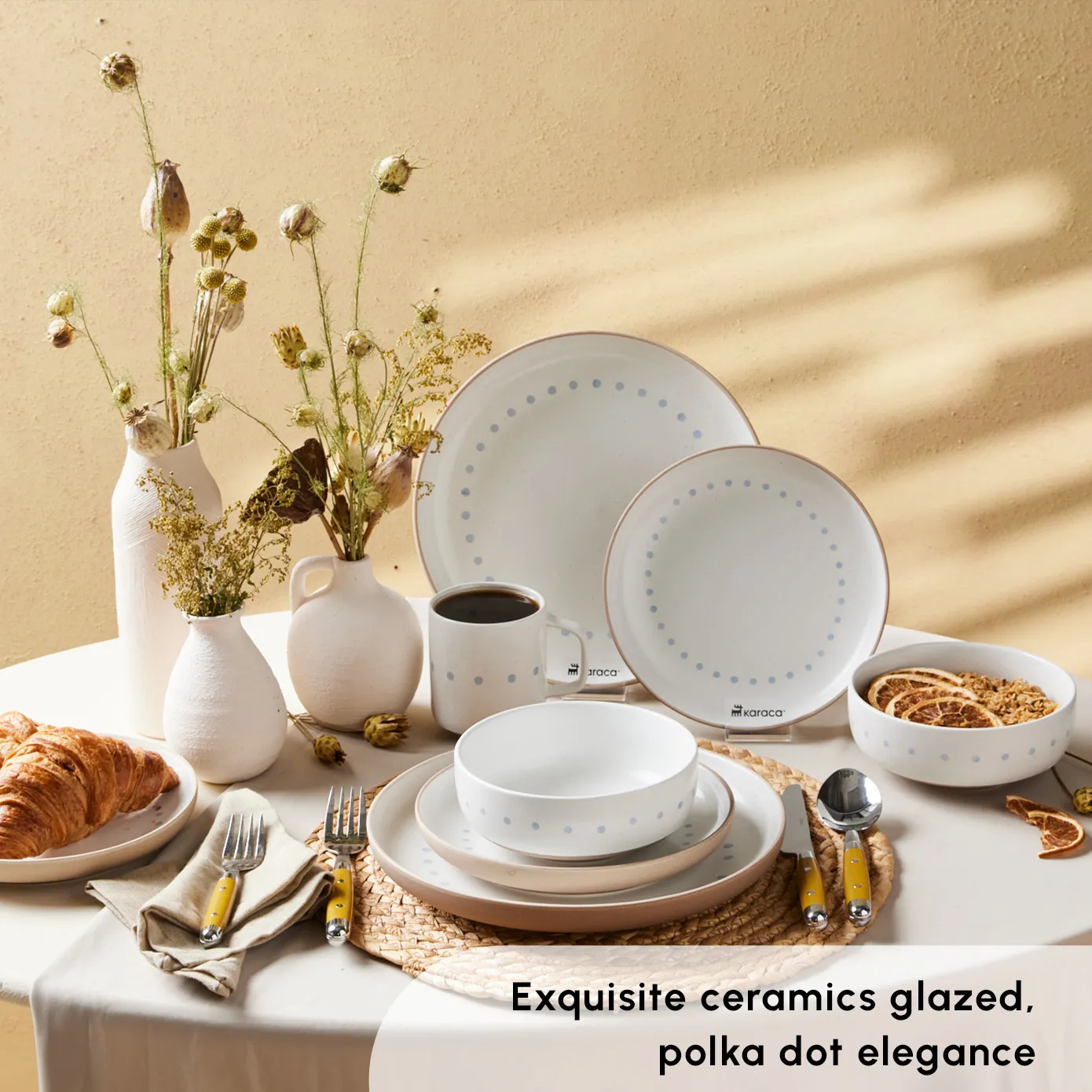 Karaca Haag 16-Piece Stoneware Dinner Set for 4 People, Multi - Image 5