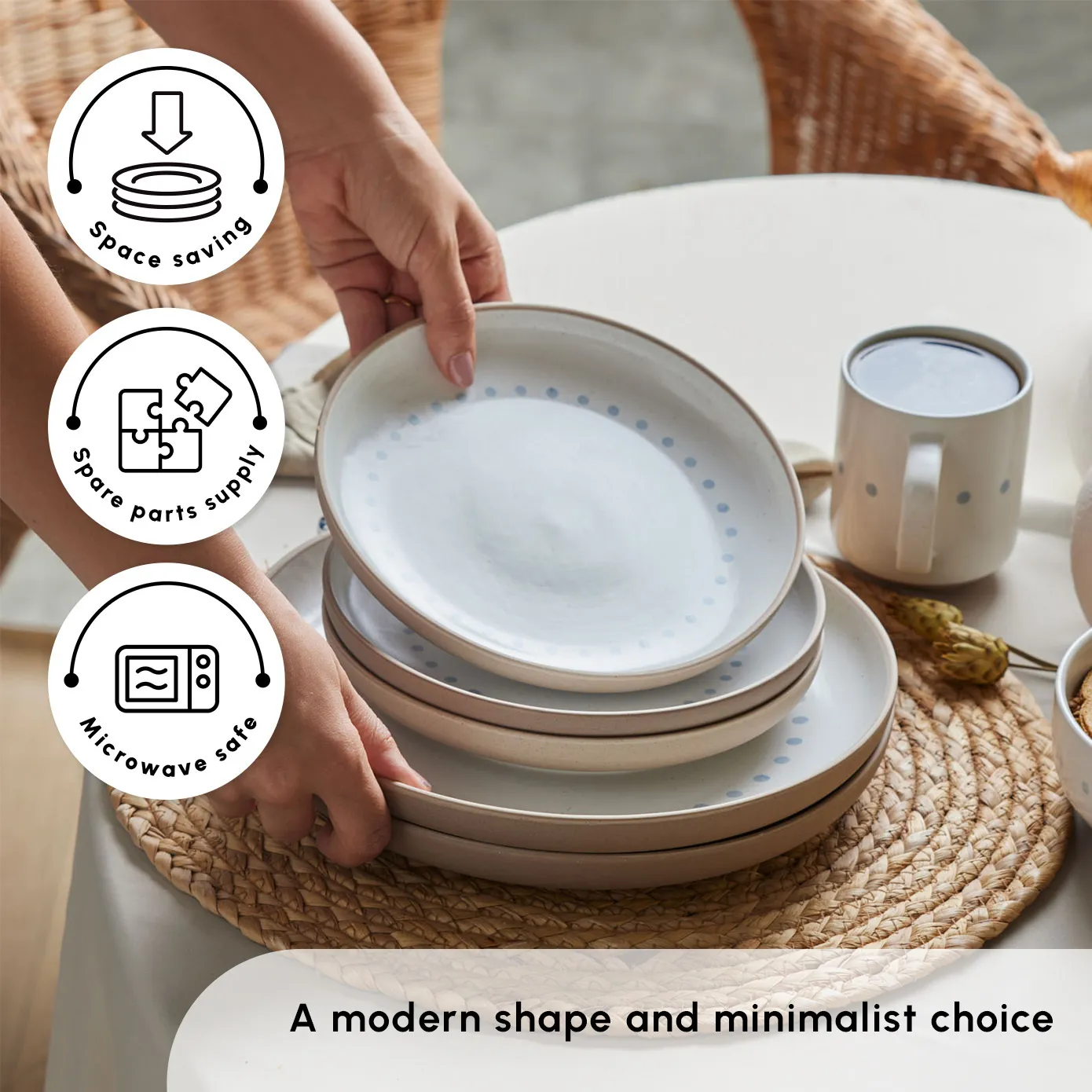 Karaca Haag 16-Piece Stoneware Dinner Set for 4 People, Multi - Image 7
