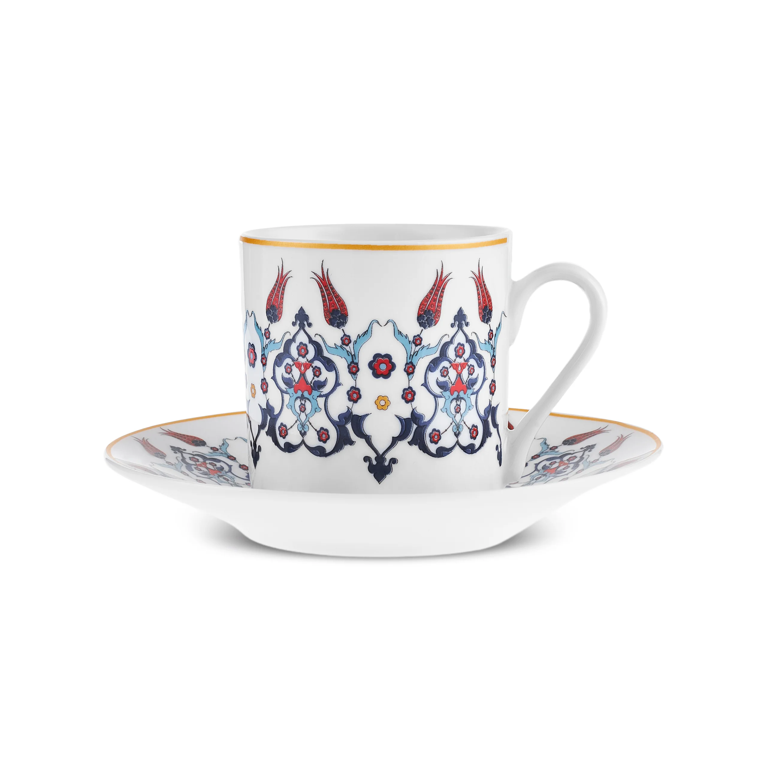 Karaca Haliç 12-Piece Bone China Turkish Coffee Cup Set for 6 People, 80ml, Multi - Image 11