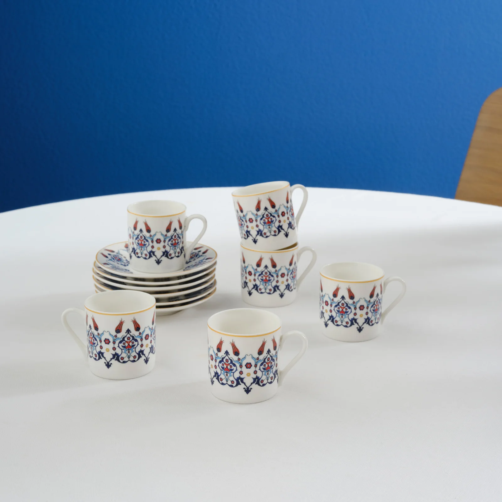 Karaca Haliç 12-Piece Bone China Turkish Coffee Cup Set for 6 People, 80ml, Multi - Image 4