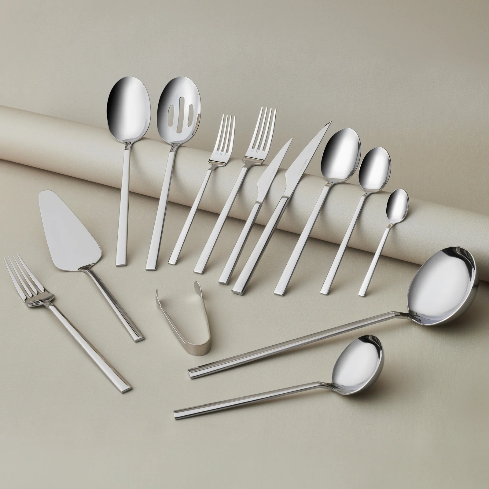 Karaca Halley 91-Piece Stainless Steel Cutlery Set with Serving Set for 12 People, Silver - Image 3