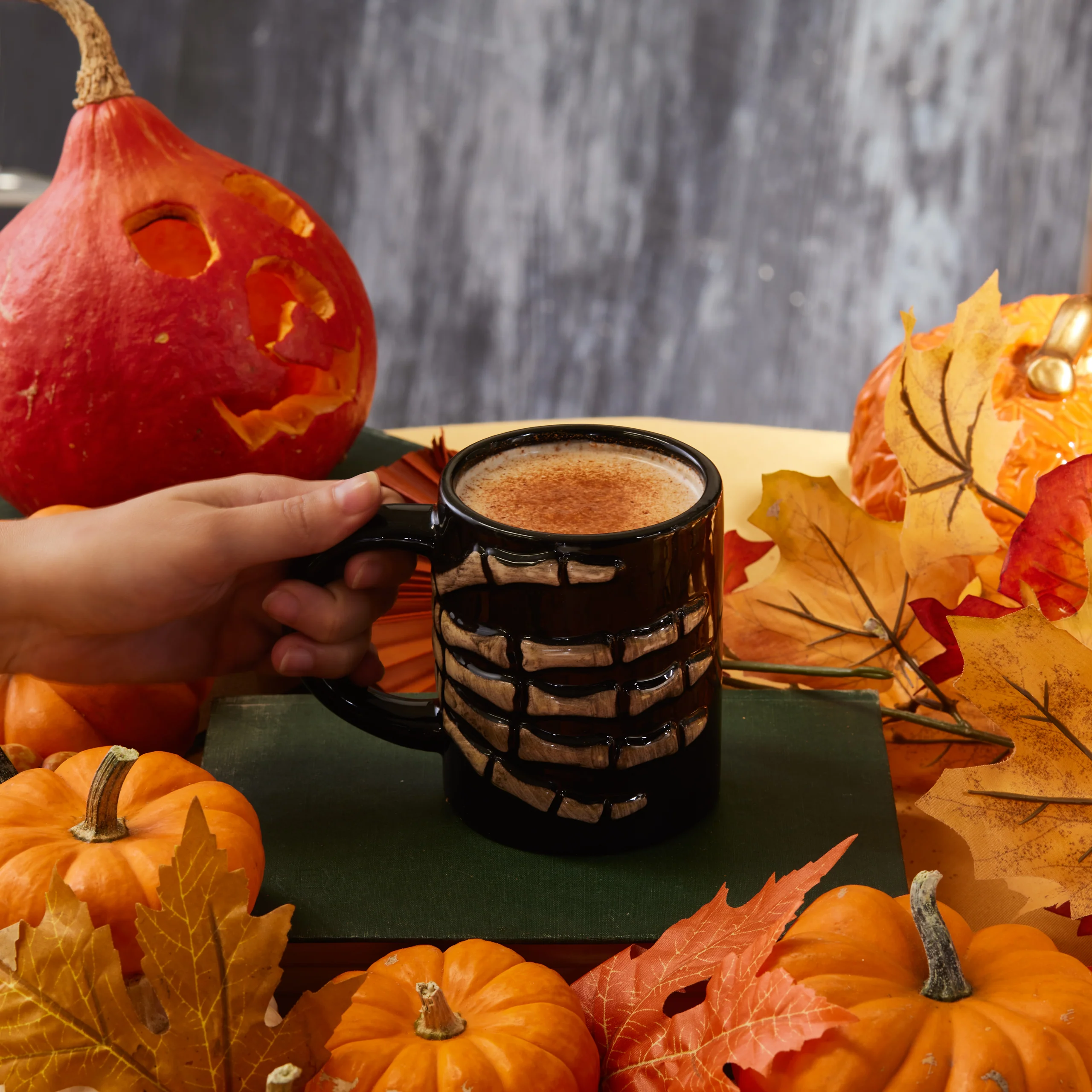 Karaca Halloween Bones Ceramic Mug, 460ml, Multicolour - Image 2