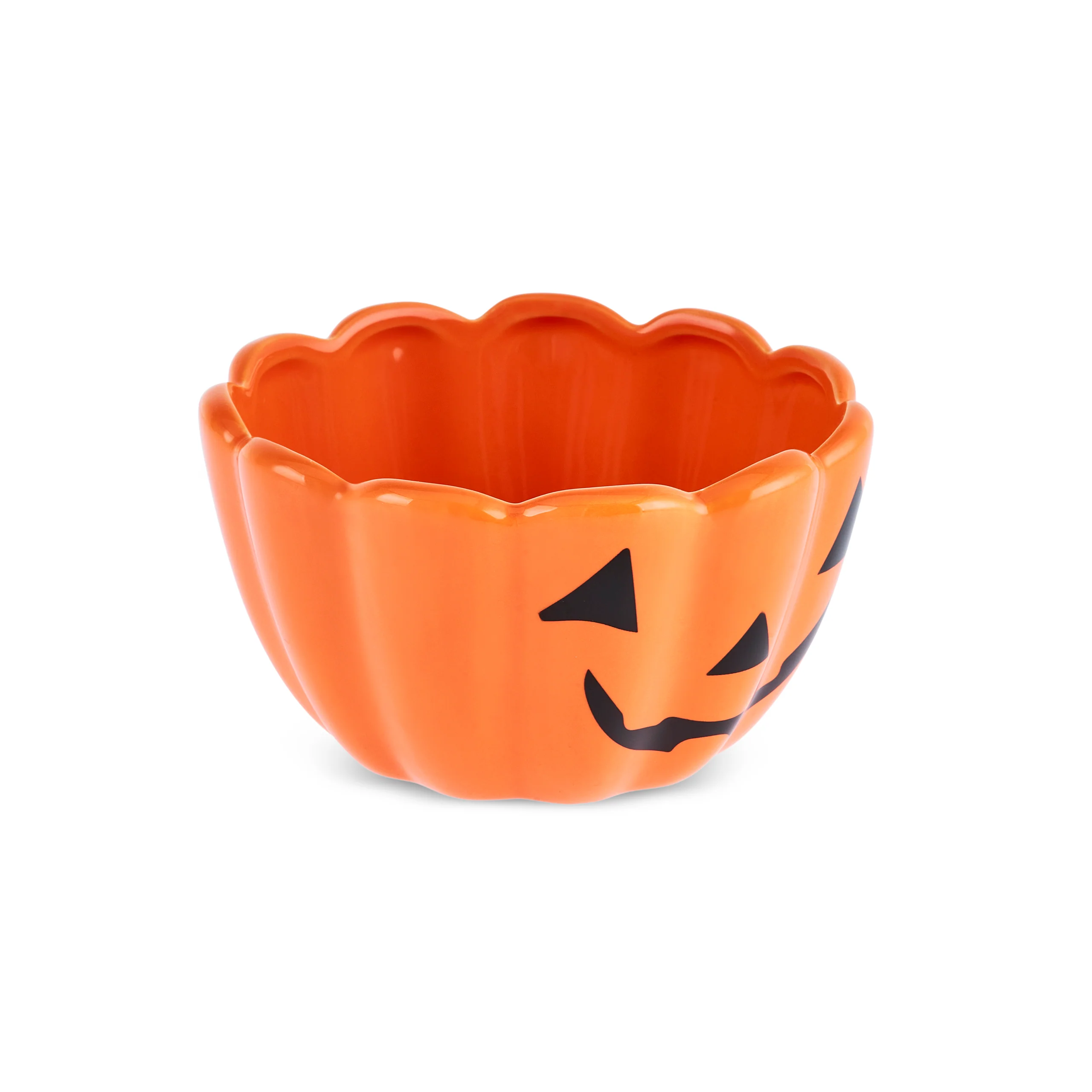Karaca Halloween Pumpkin Ceramic Snack Bowl, 13cm, Orange - Image 3