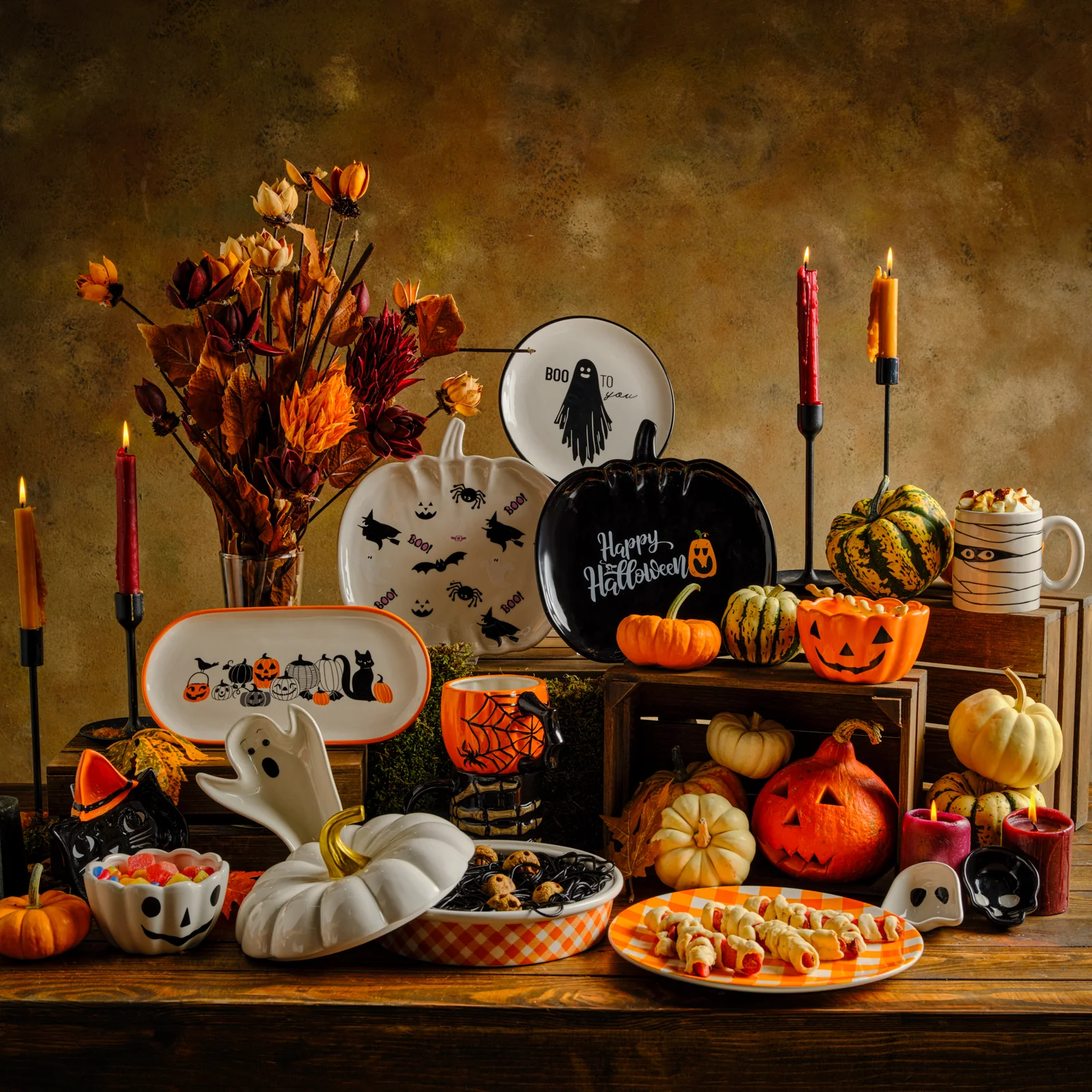 Karaca Halloween Pumpkin Ceramic Snack Bowl, 13cm, White - Image 5