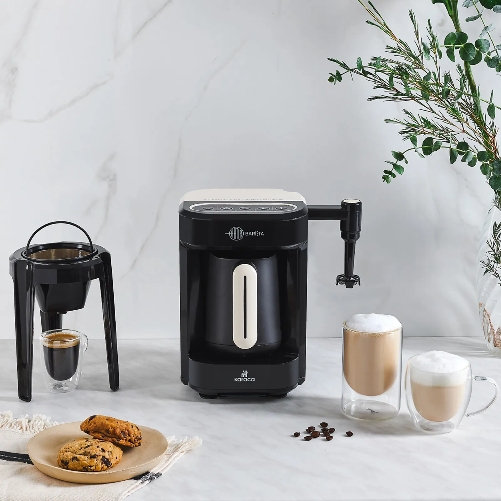 Karaca Hatır Barista Cappuccino and Turkish Coffee Maker, 735W, Pearl White - Image 10