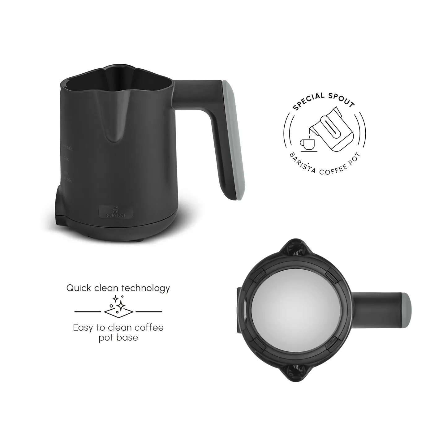Karaca Hatır Barista Cappuccino and Turkish Coffee Maker, 735W, Pearl White - Image 3