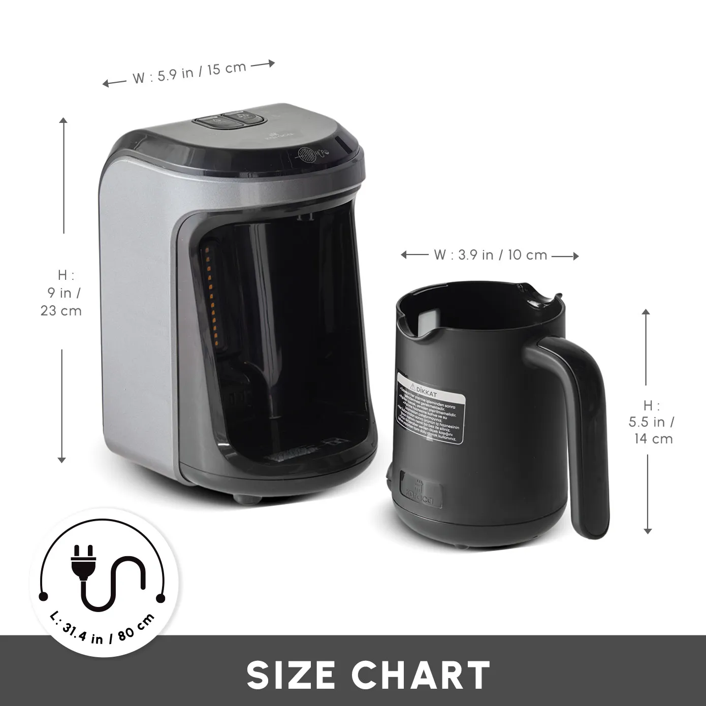Karaca Hatır Hüps Turkish Coffee Maker and Milk Steamer, 535W, Anthracite - Image 2