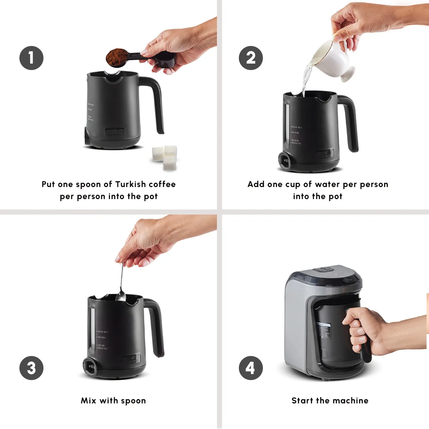 Karaca Hatır Hüps Turkish Coffee Maker and Milk Steamer, 535W, Anthracite - Image 3