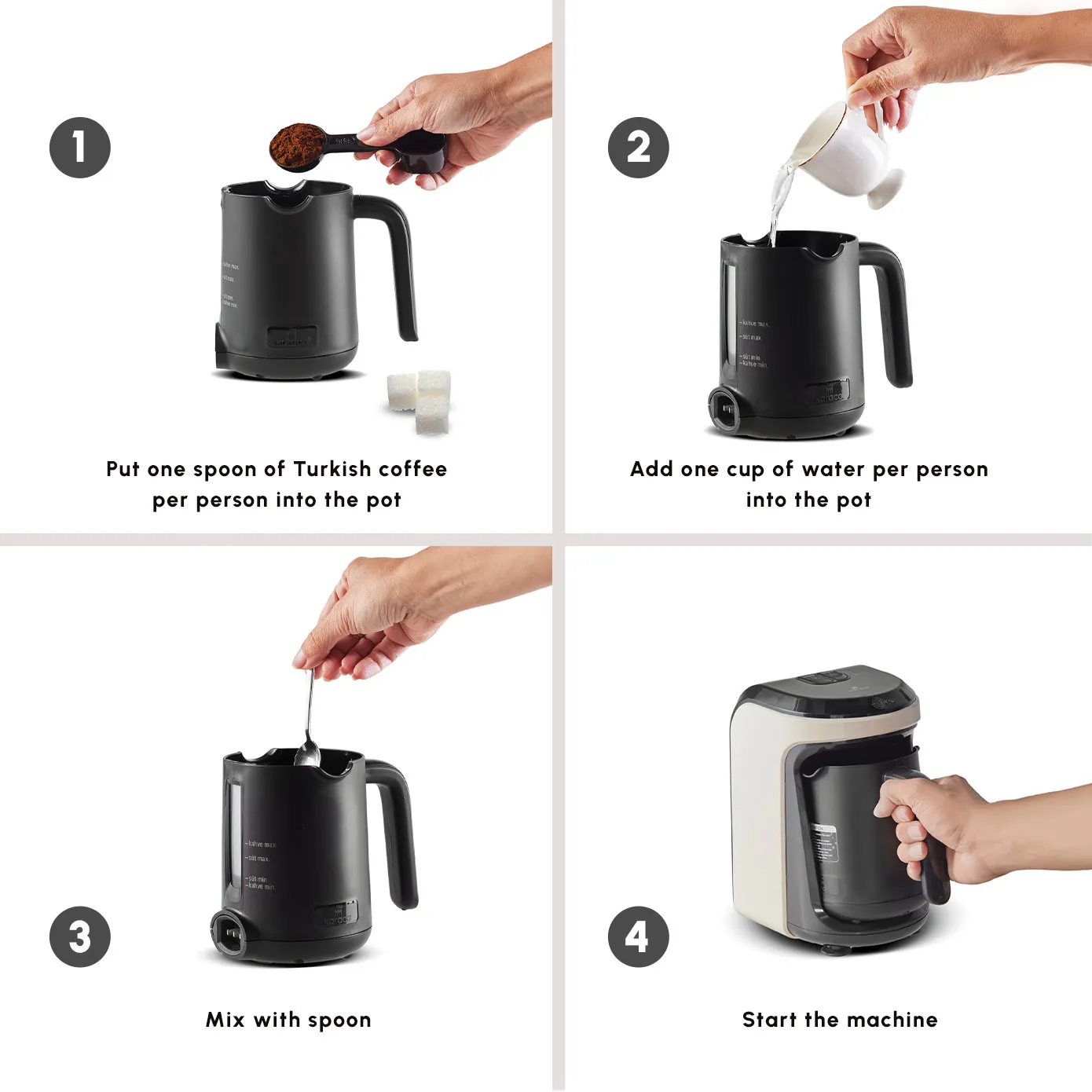 Karaca Hatır Hüps Turkish Coffee Maker and Milk Steamer, 535W, Cream - Image 5