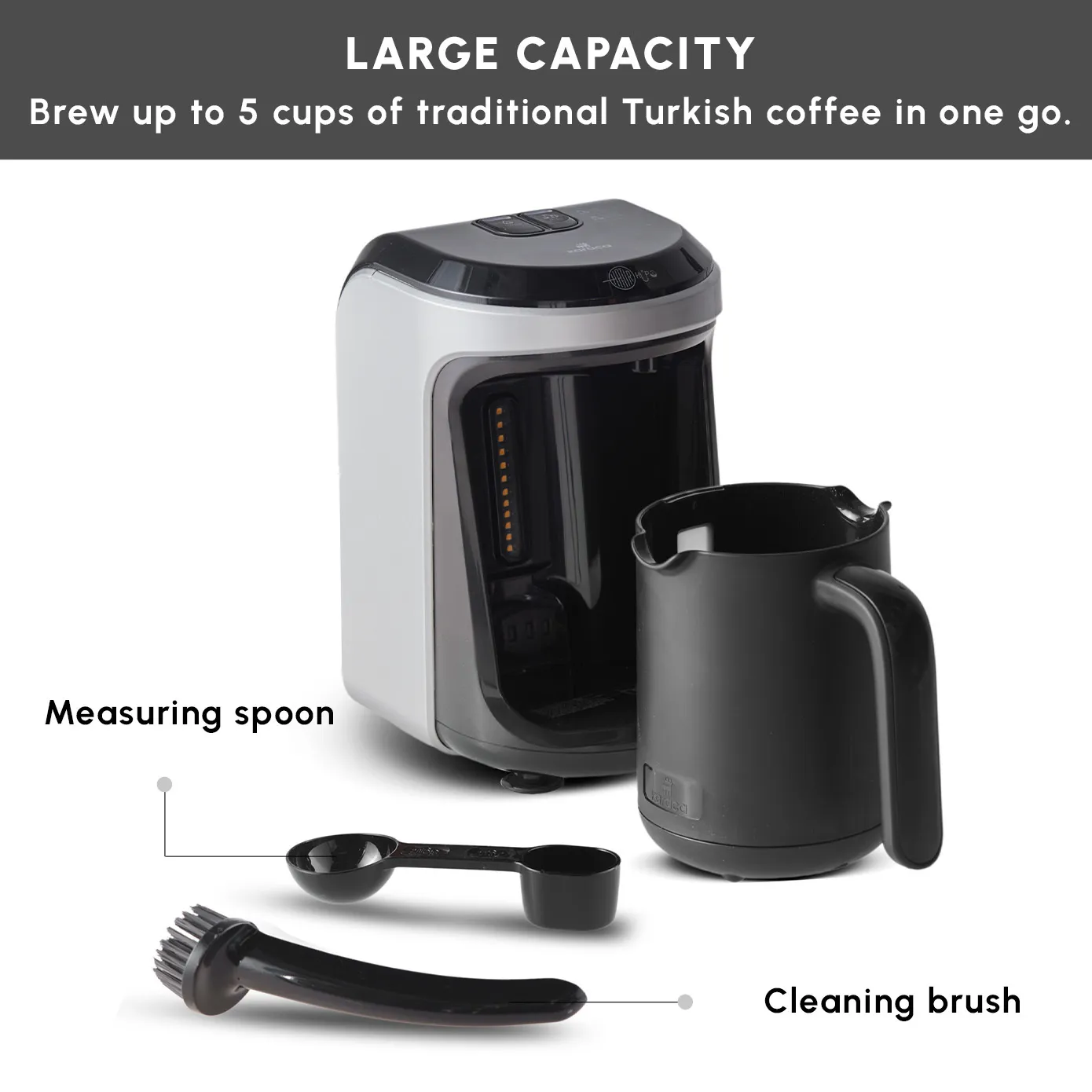 Karaca Hatır Hüps Turkish Coffee Maker and Milk Steamer, 535W, Pearl White - Image 3