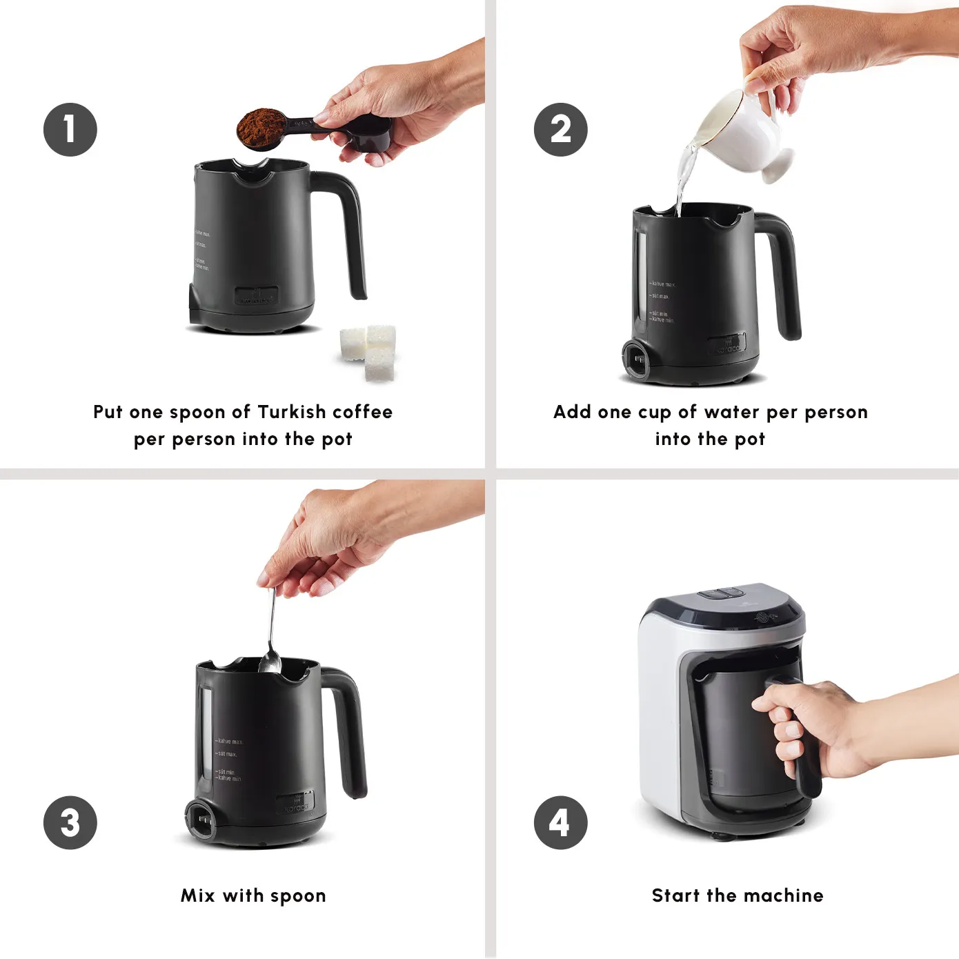 Karaca Hatır Hüps Turkish Coffee Maker and Milk Steamer, 535W, Pearl White - Image 4