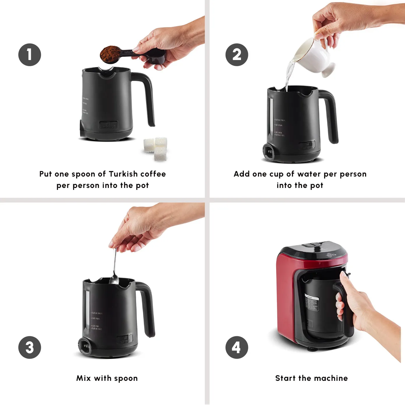 Karaca Hatır Hüps Turkish Coffee Maker and Milk Steamer, 535W, Red - Image 5