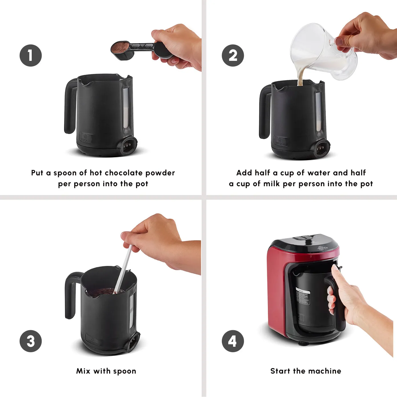 Karaca Hatır Hüps Turkish Coffee Maker and Milk Steamer, 535W, Red - Image 8