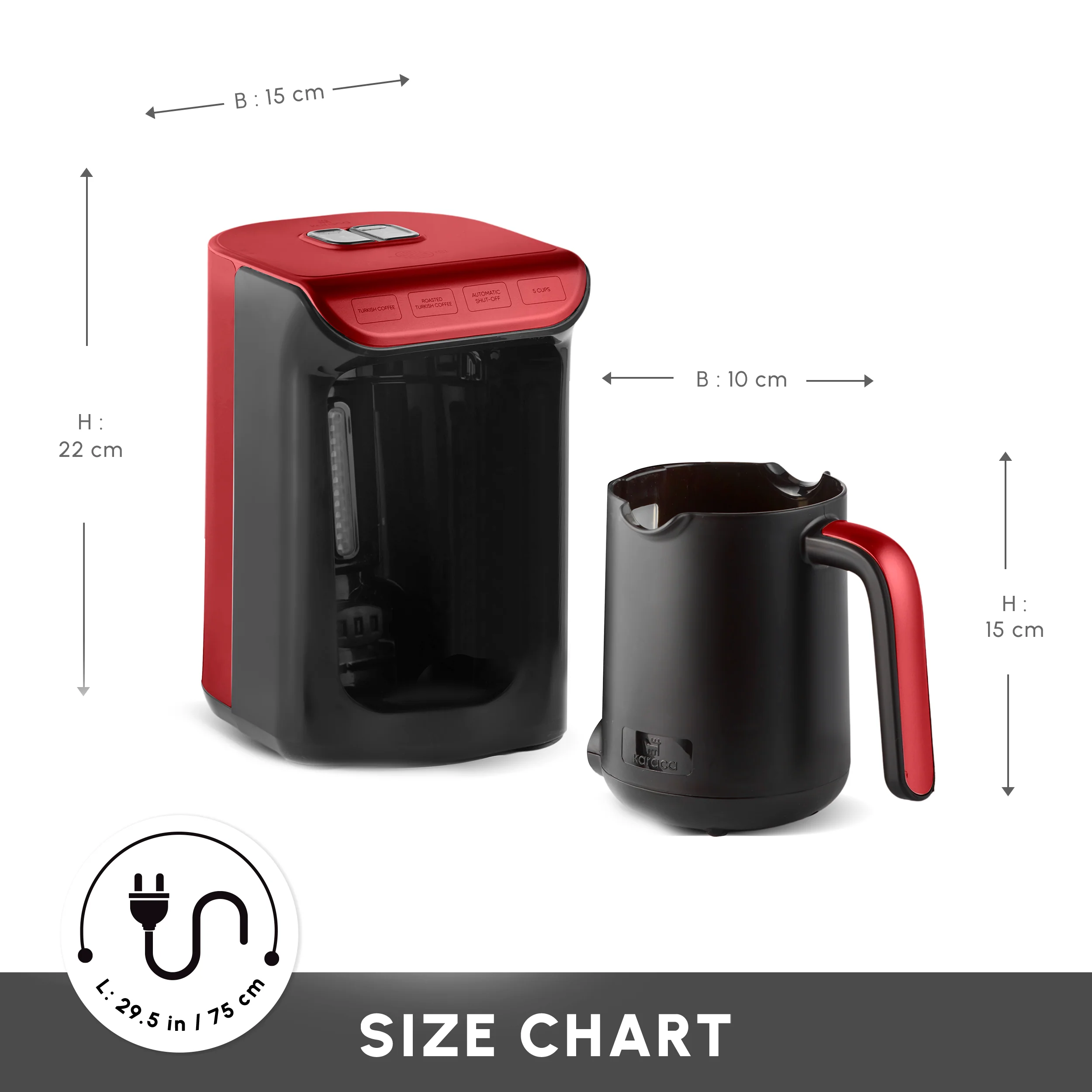 Karaca Hatır Köz Milky Turkish Coffee Maker, 535W, Imperial Red - Image 2