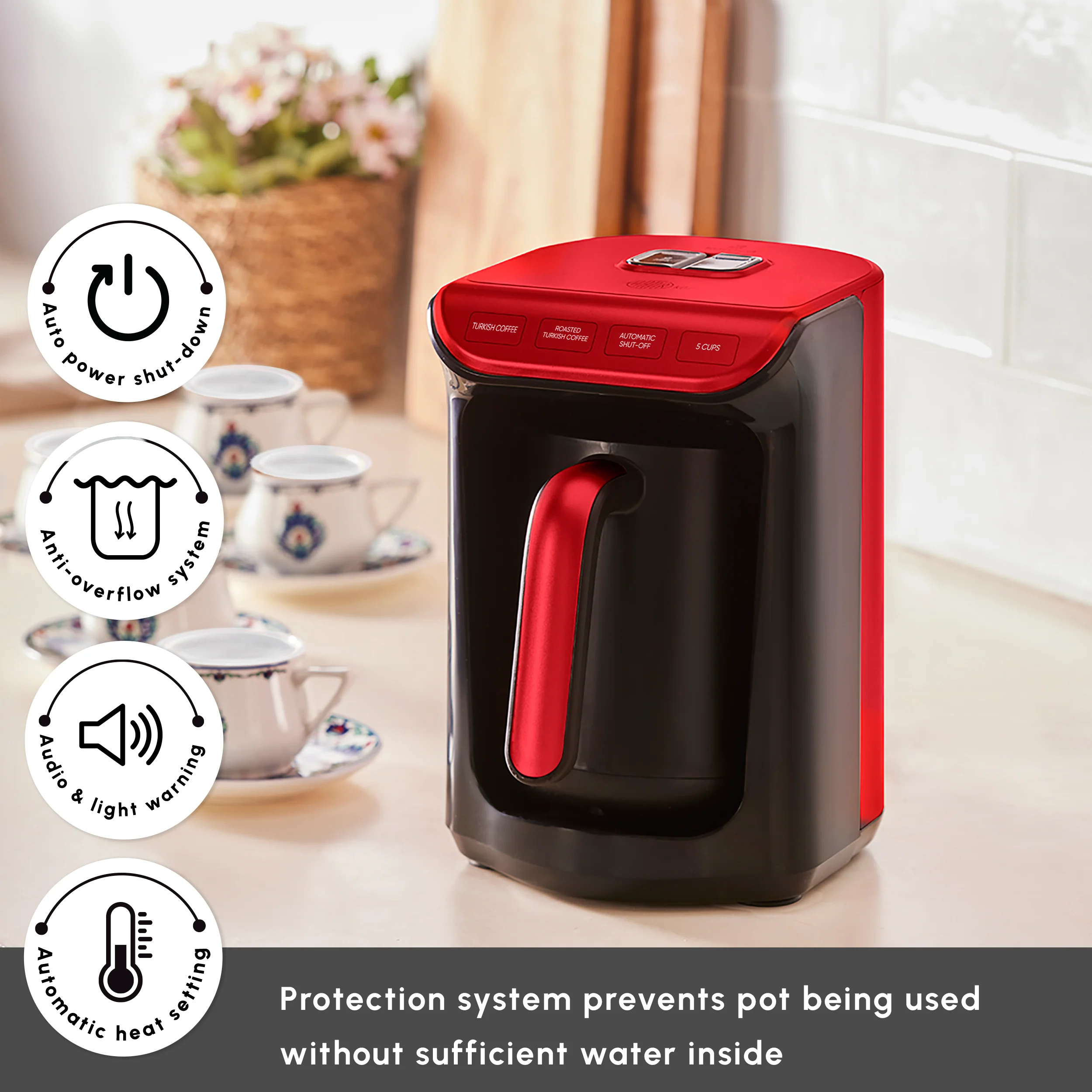 Karaca Hatır Köz Milky Turkish Coffee Maker, 535W, Imperial Red - Image 4