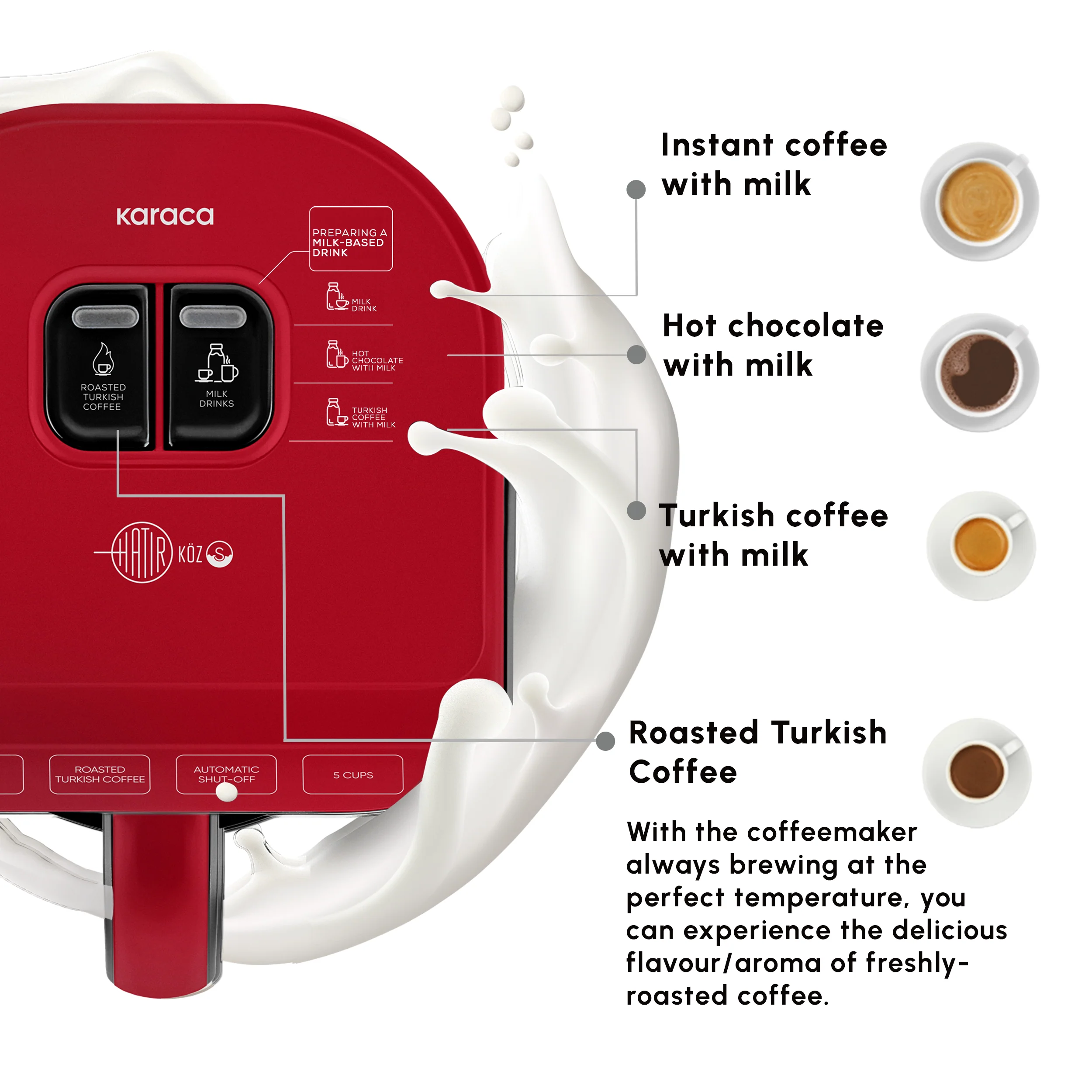 Karaca Hatır Köz Milky Turkish Coffee Maker, 535W, Imperial Red - Image 7