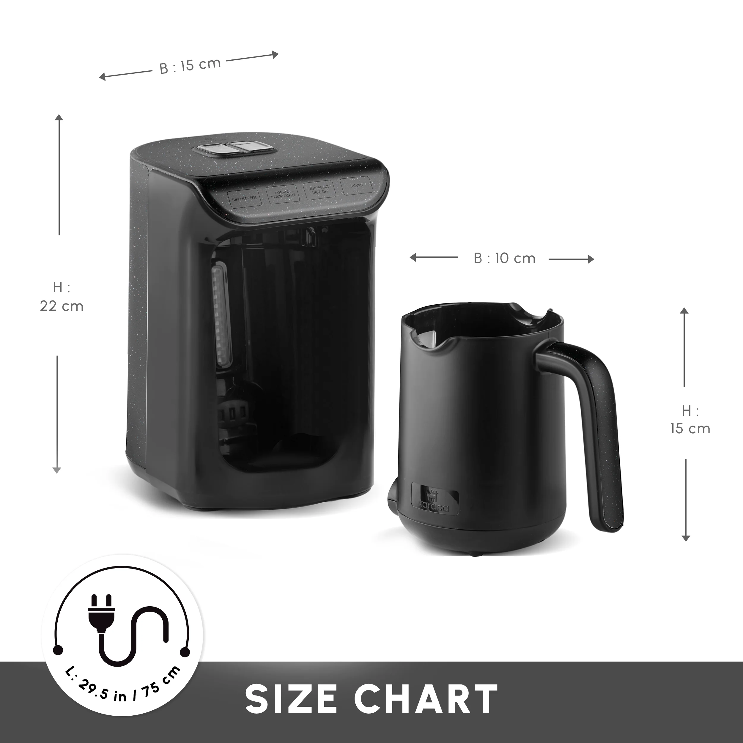 Karaca Hatır Köz Milky Turkish Coffee Maker, 535W, Shiny Black - Image 2