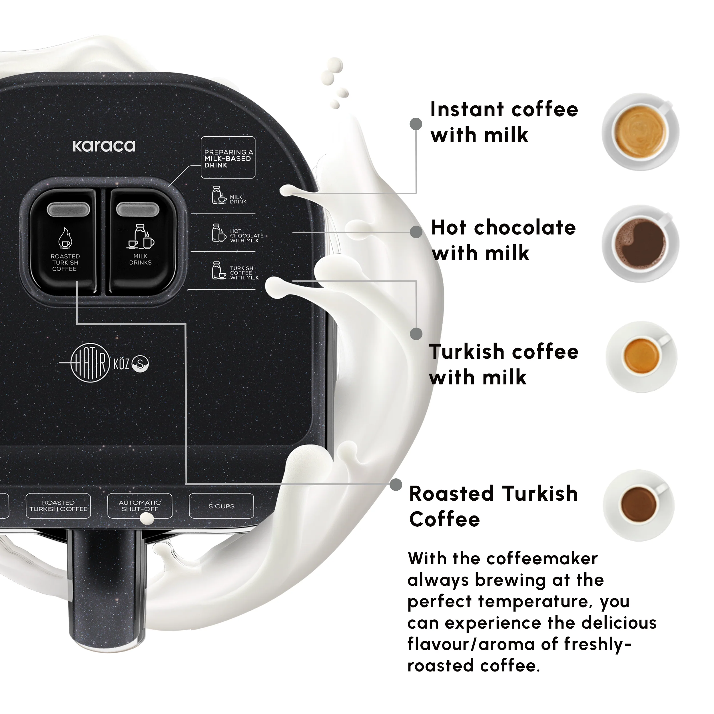 Karaca Hatır Köz Milky Turkish Coffee Maker, 535W, Shiny Black - Image 8