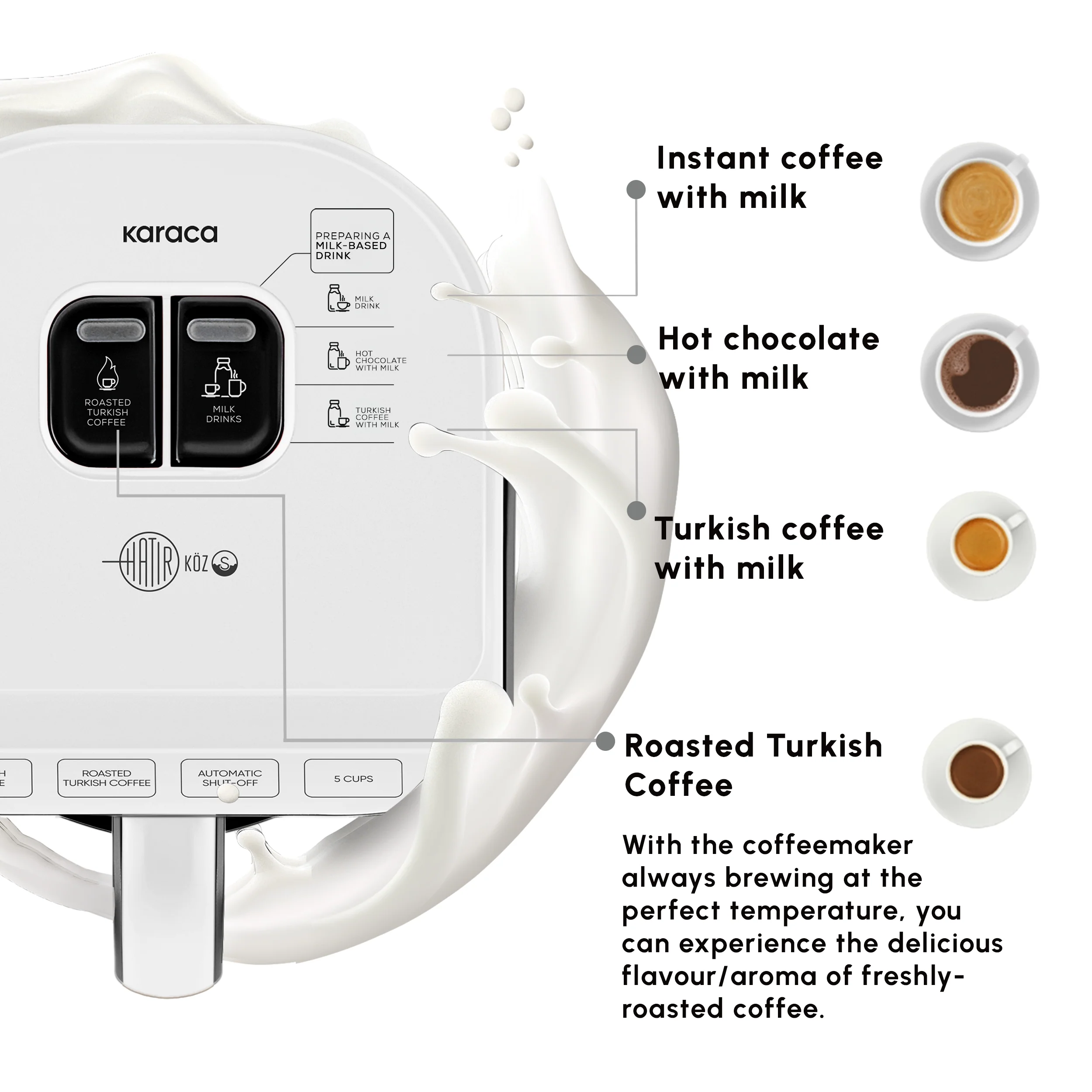 Karaca Hatır Köz Milky Turkish Coffee Maker, 535W, White - Image 7
