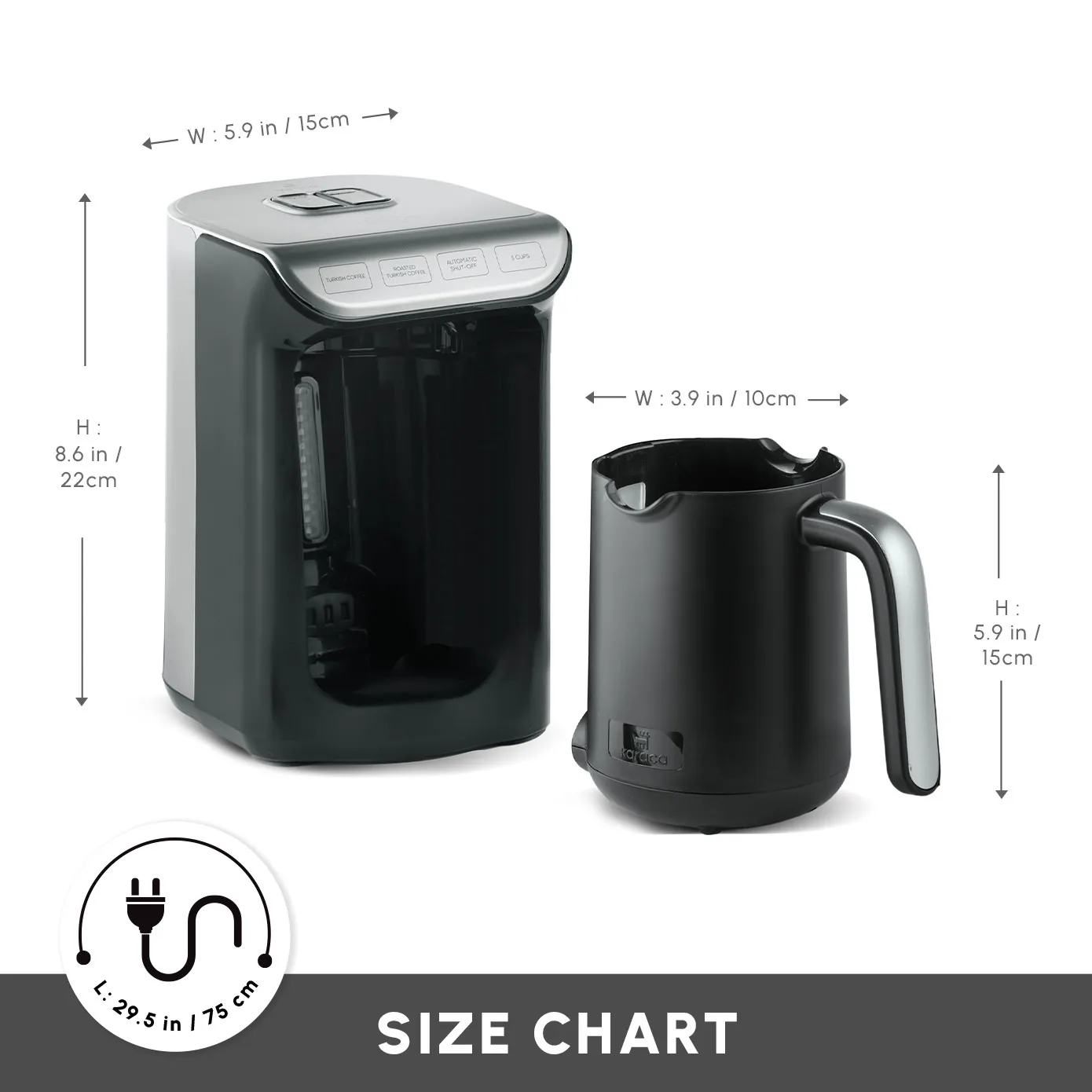 Karaca Hatır Köz Turkish Coffee Maker, 535W, Anthracite - Image 2