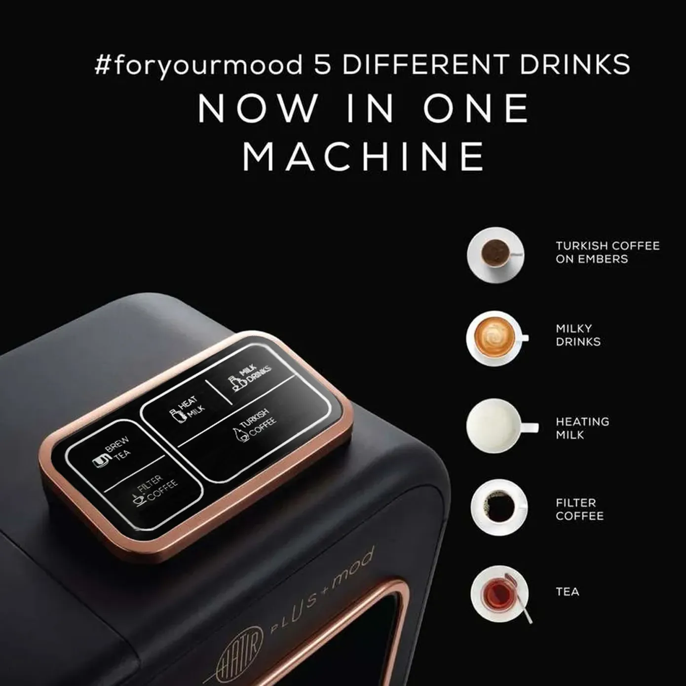 Karaca Hatır Plus Mod 5 in 1 Tea, Coffee Maker and Milk Steamer, 1385W, Black Copper - Image 5