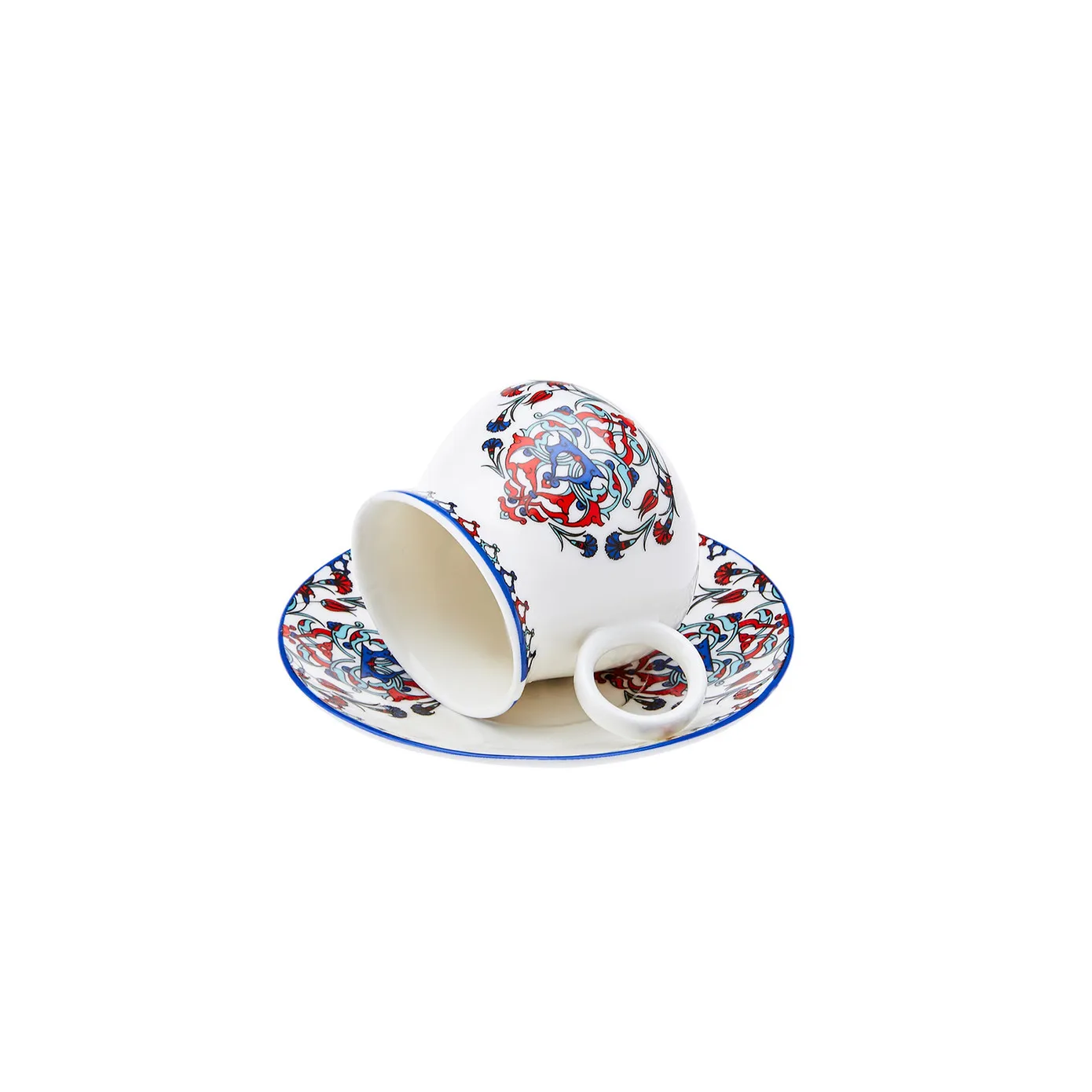 Karaca Hattat 12-Piece Porcelain Espresso Turkish Coffee Cup Set for 6 People, 90ml, White Multi - Image 6
